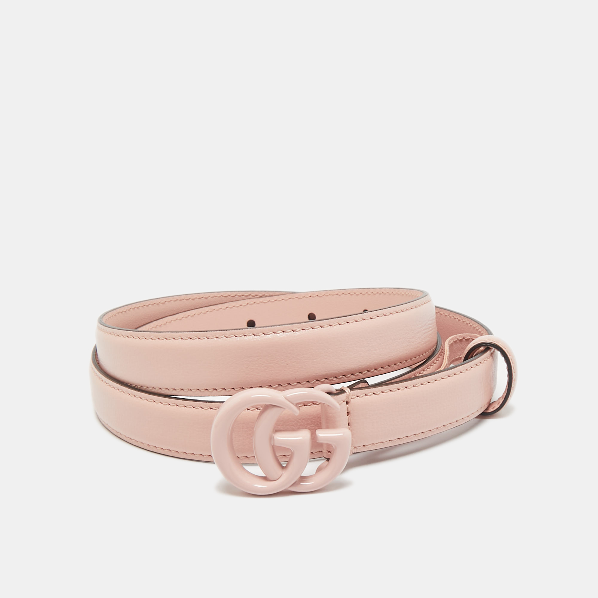 

Gucci Pink Leather GG Marmont Slim Belt