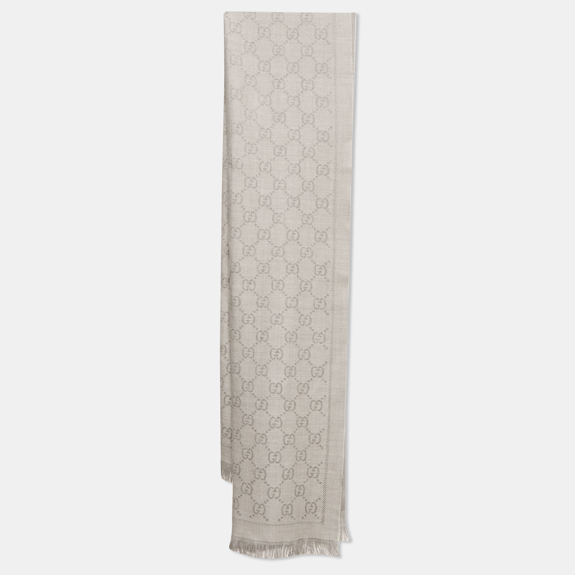

Gucci Grey GG Jacquard Woo Knit Scarf