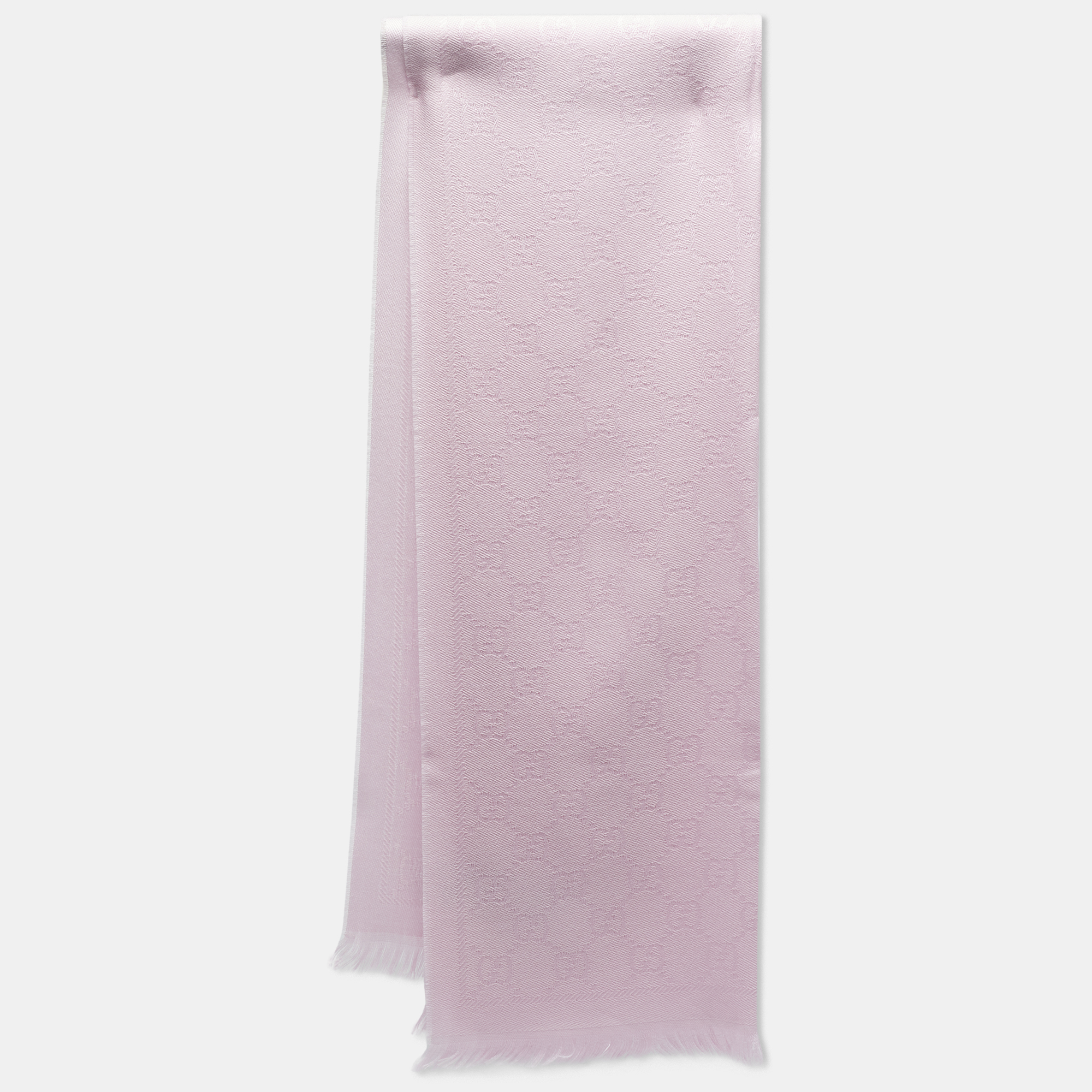 Gucci Pink GG Supreme Jacquard Wool Scarf