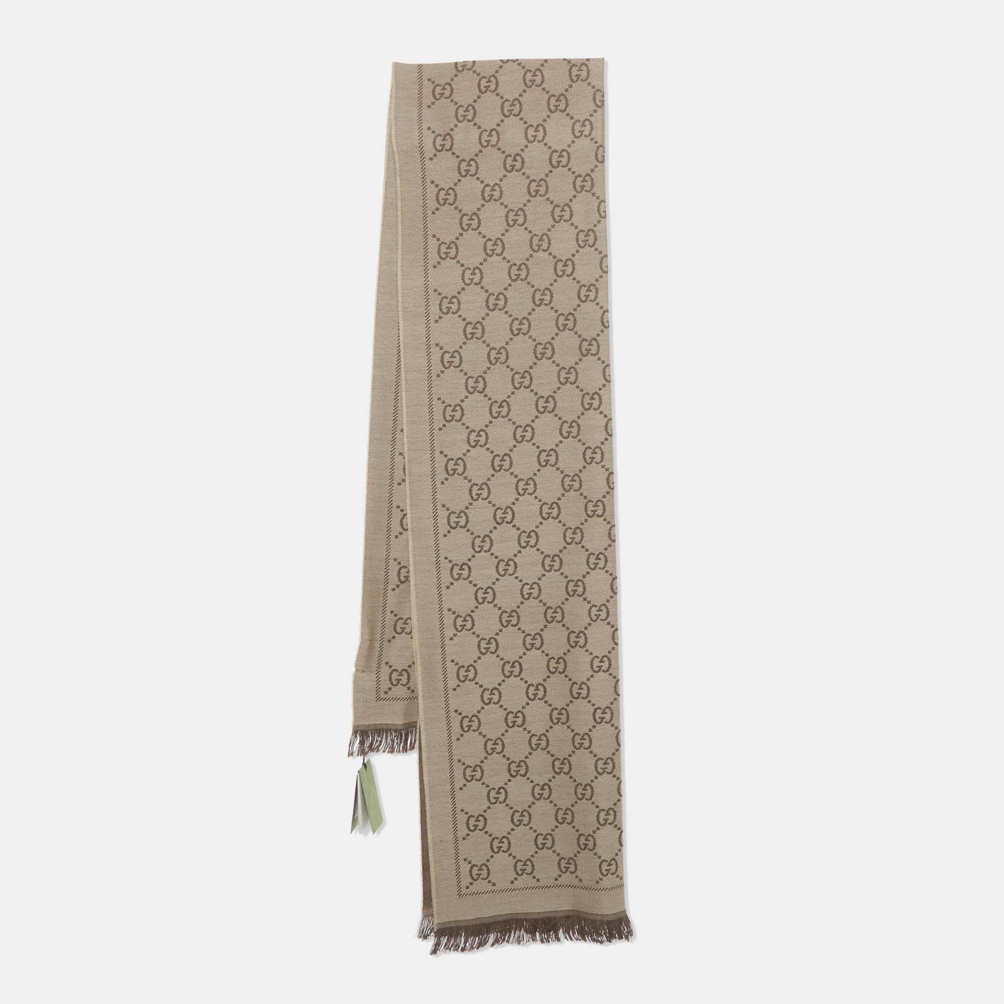 

Gucci Brown GG Jacquard Wool Stole, Yellow