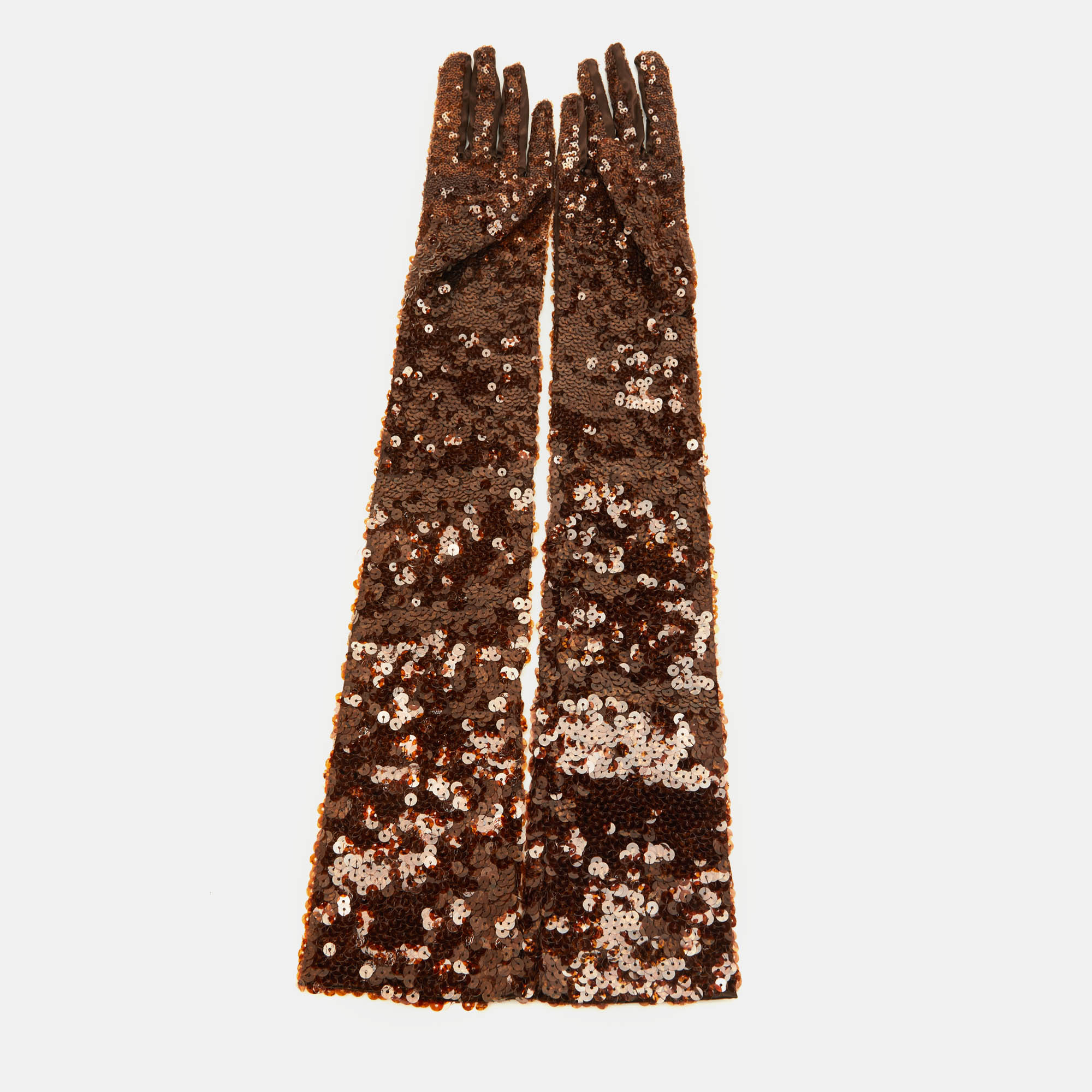 Gucci Brown Eveline Sequined Gloves S/7