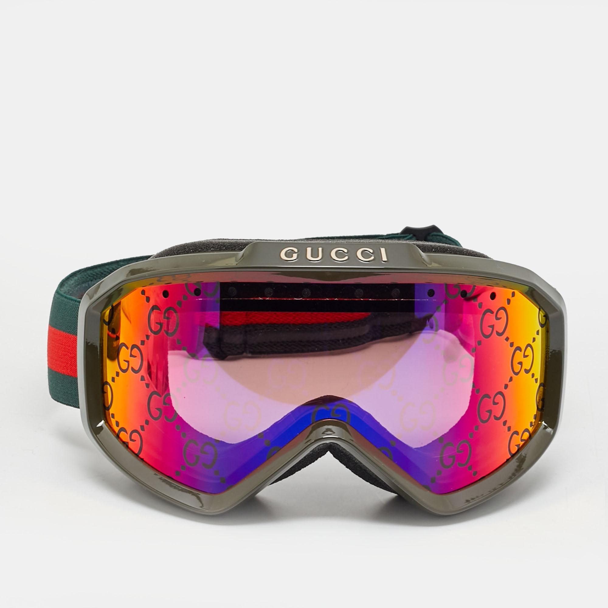 

Gucci Green/Iridescent GG Web Ski Goggles