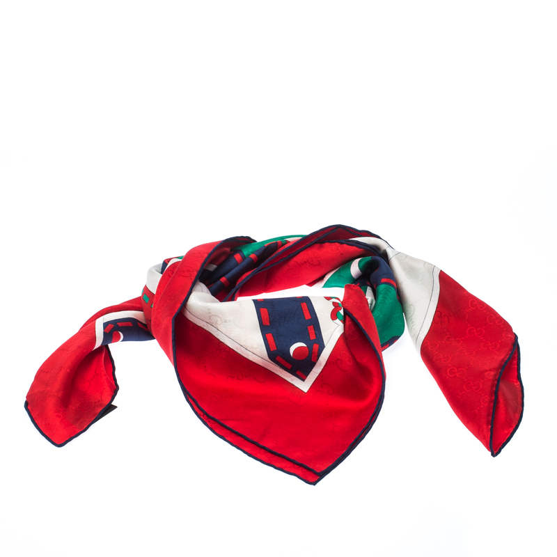 

Gucci Multicolor Monogram Embossed Printed Silk Scarf
