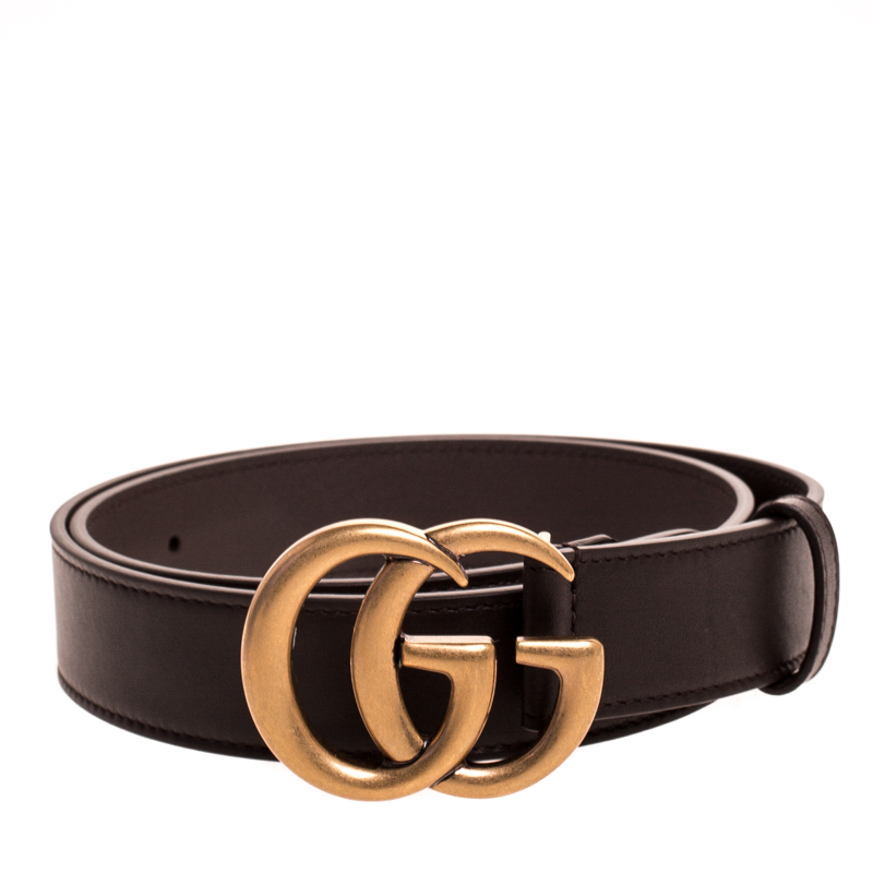 

Gucci Dark Brown Leather GG Buckle Belt