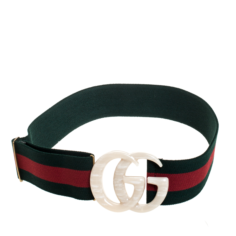 Gucci Green Elastic Web Belt 80 CM