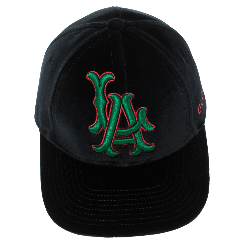 

Gucci x Mlb Navy Velvet 'LA Angels' Motif Baseball Cap, Blue