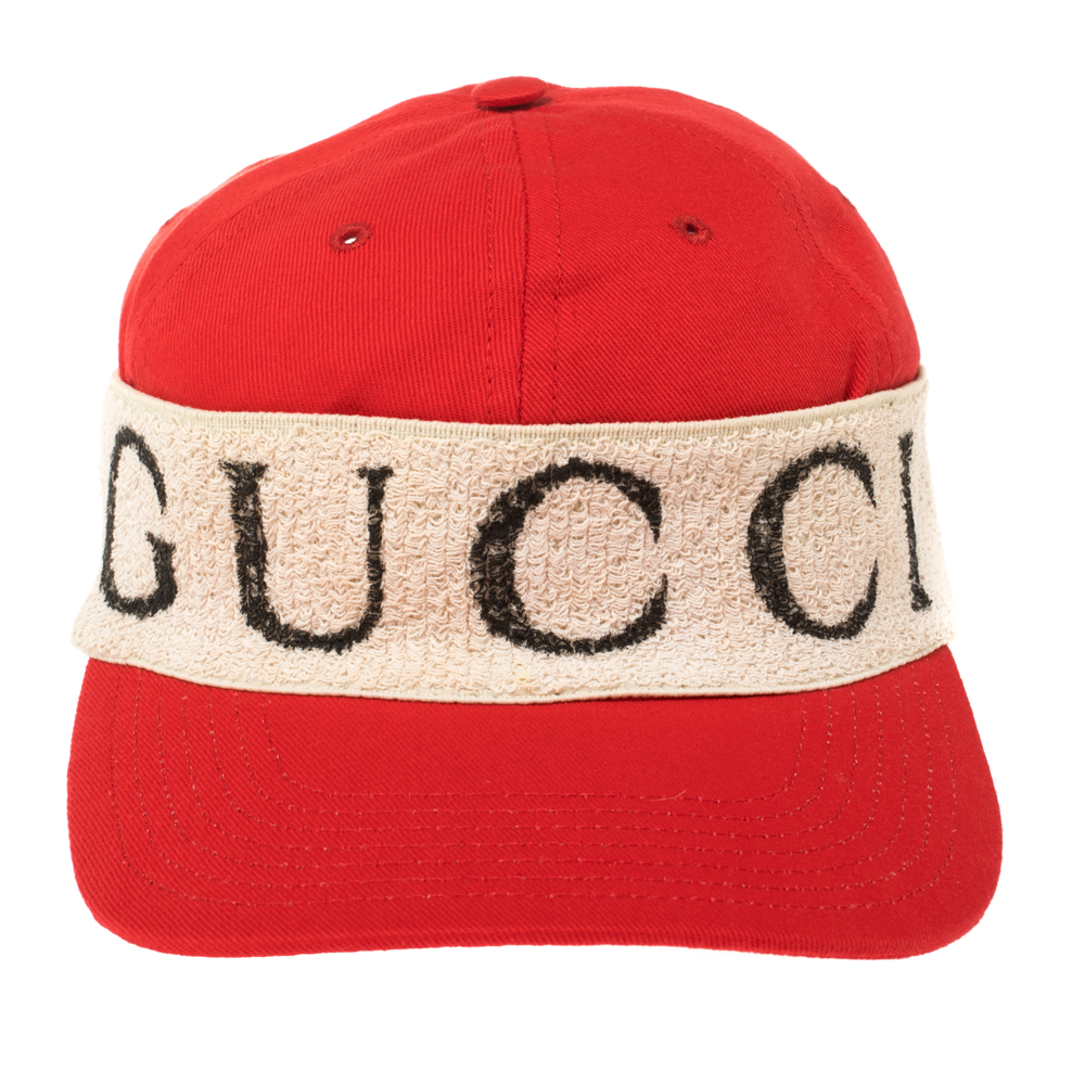 

Gucci Red/Off White Canvas Logo Band Baseball Cap