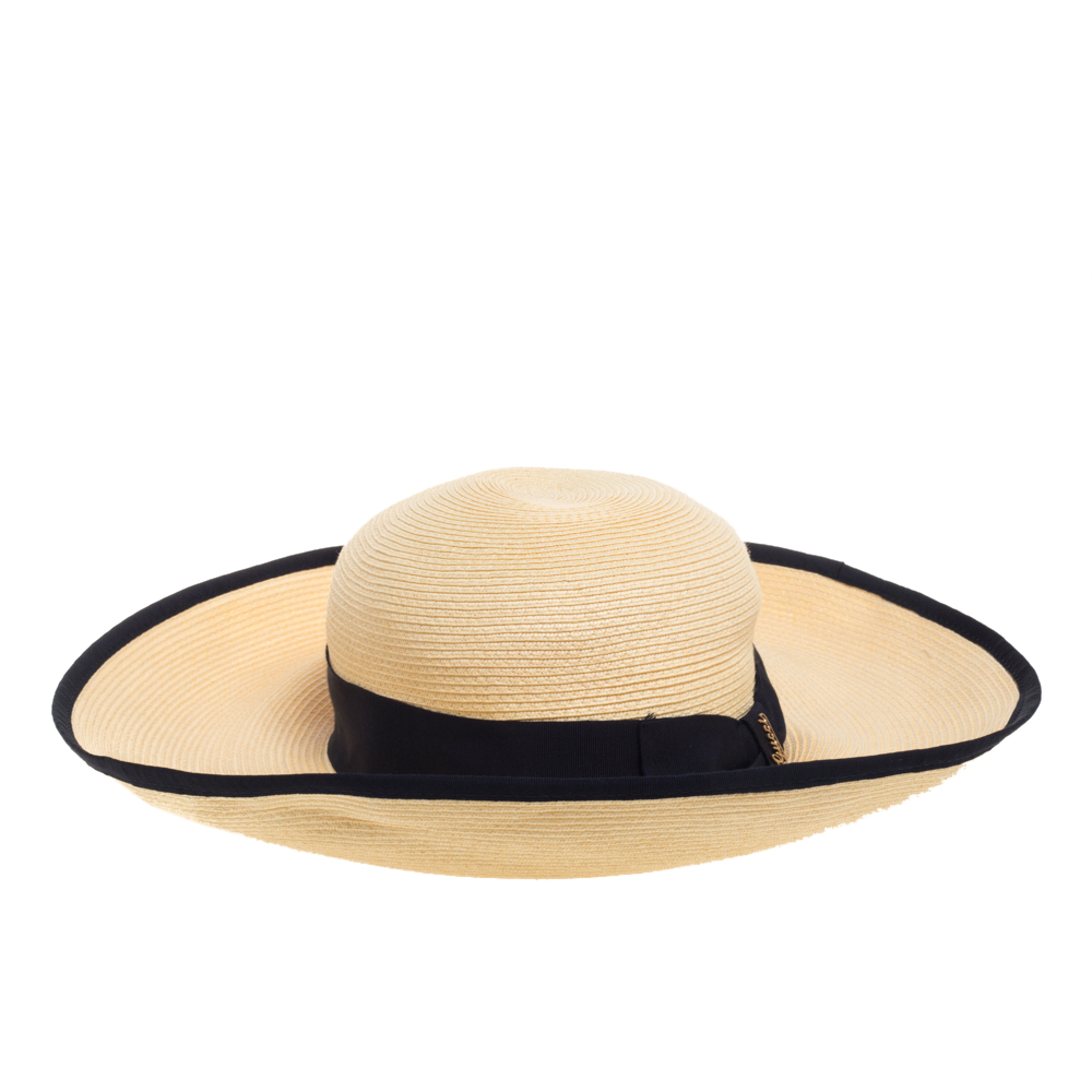 

Gucci Cream & Black Bow Detail Straw Hat