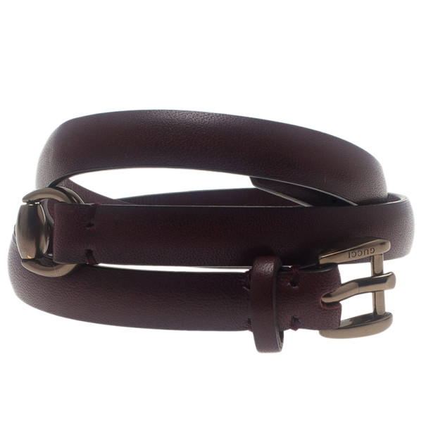 مملوكة مسبقًا Gucci Triple Tour Horsebit Details Cuir Leather Bracelet 17CM
