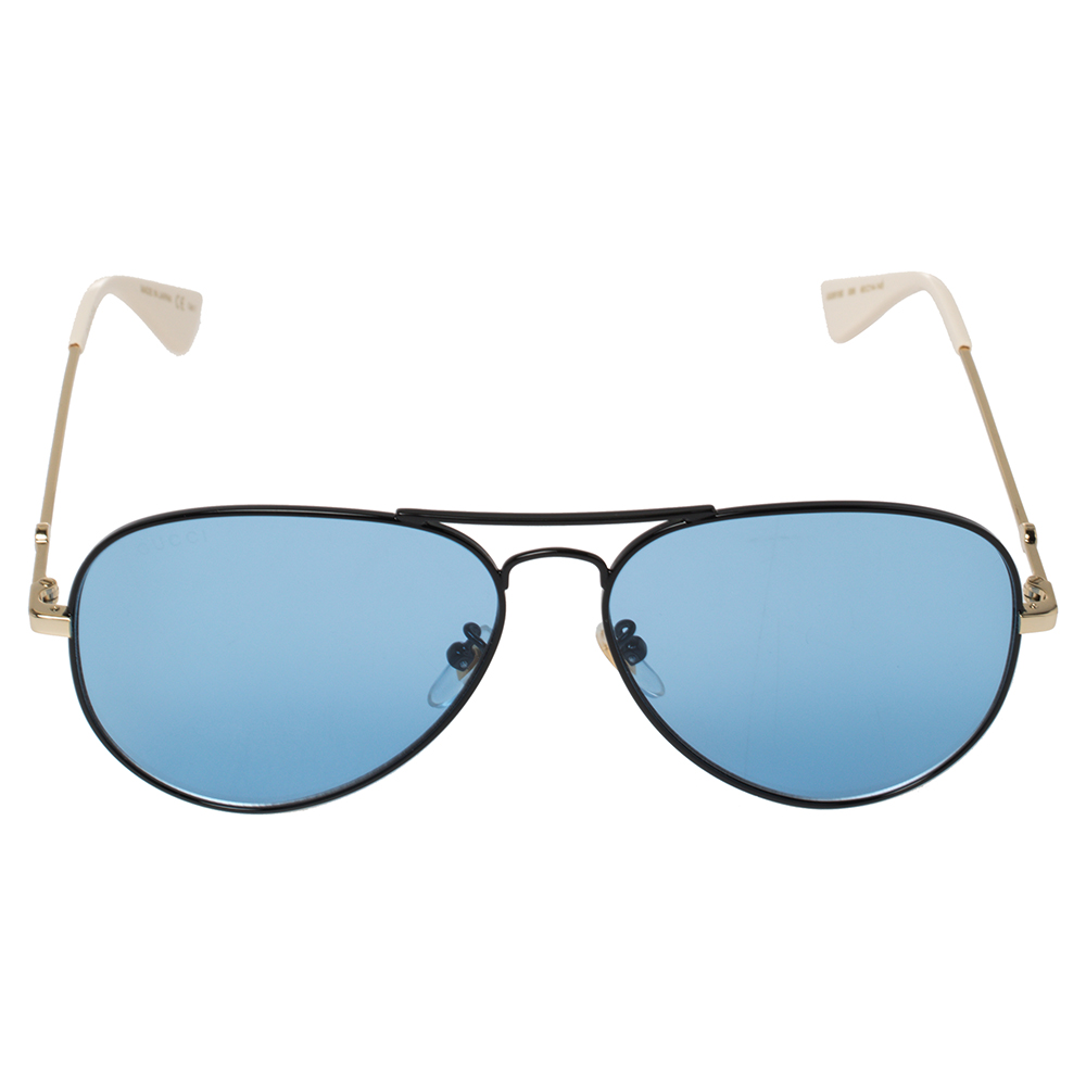 

Gucci Gold Tone/Blue Gradient GG0515S Aviator Sunglasses