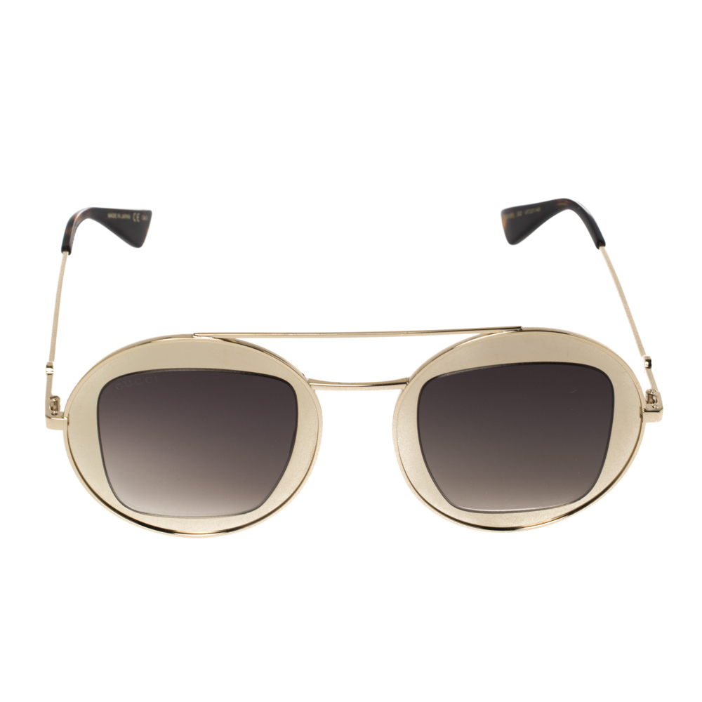 

Gucci Gold/Brown GG0105S Gradient Round Sunglasses