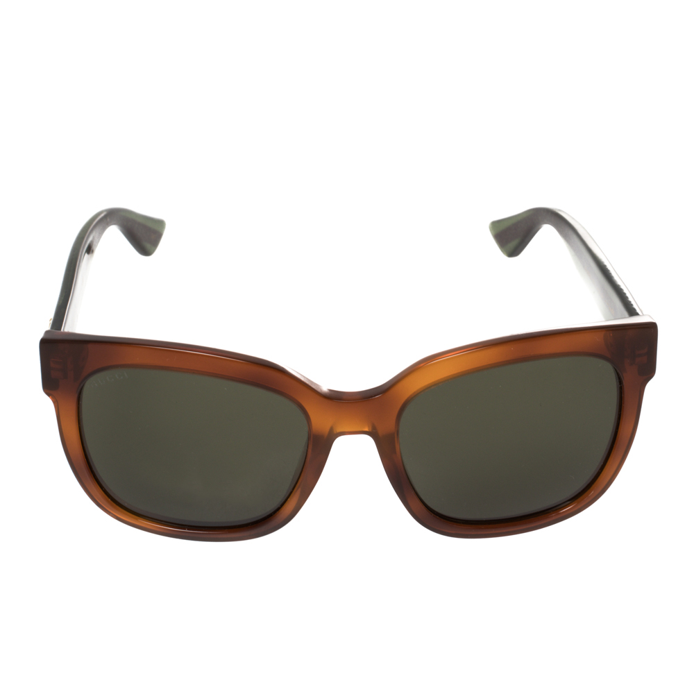 

Gucci Brown/Green Web Stripe GG0034S Square Sunglasses