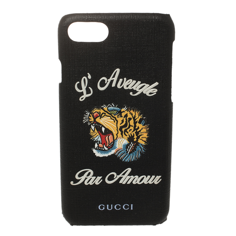 Gucci Black Canvas L'aveugle Par Amour Iphone Case |