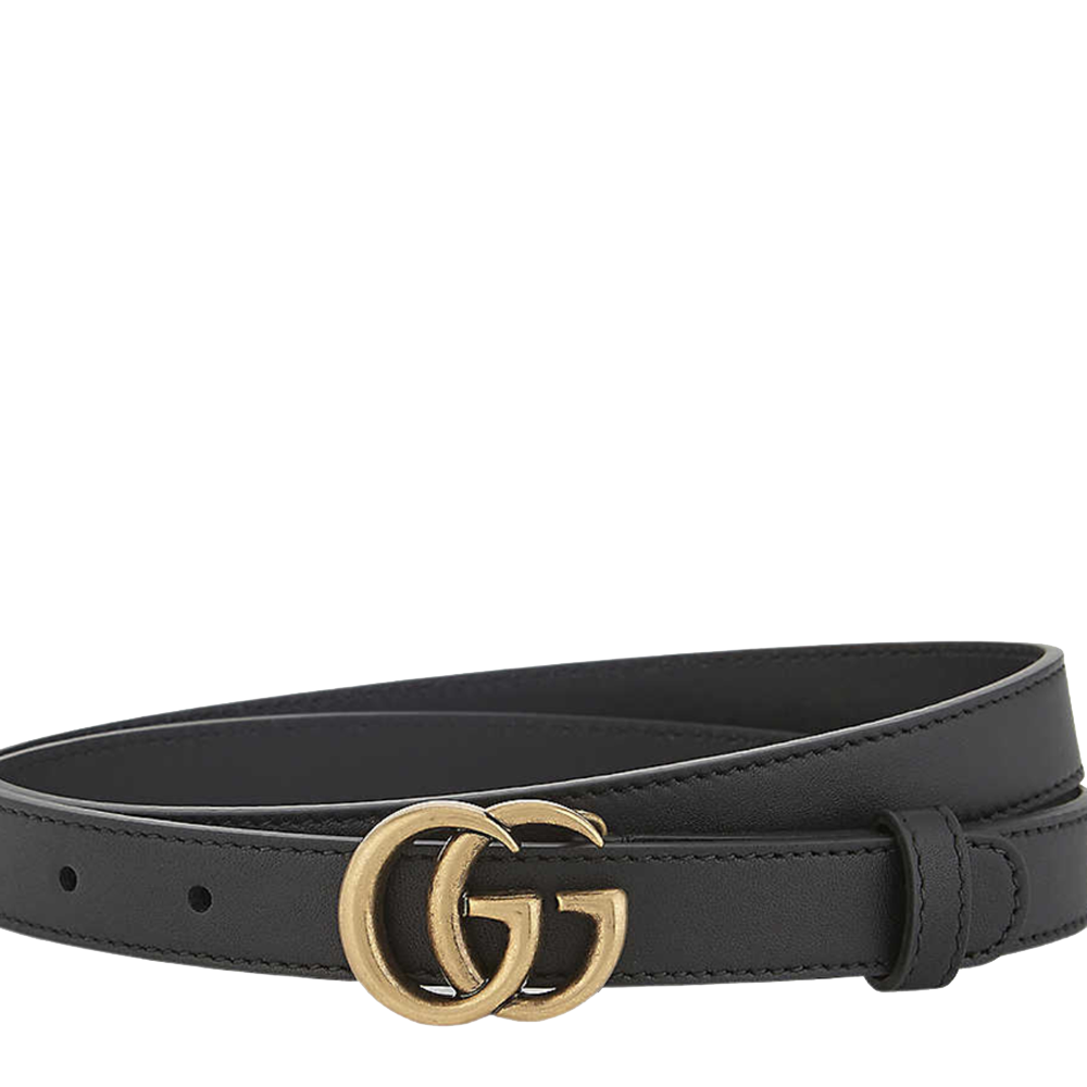 Click to view more detailed imagery on our partner's website Pre-owned Gucci Black Leather Double G Buckle Belt