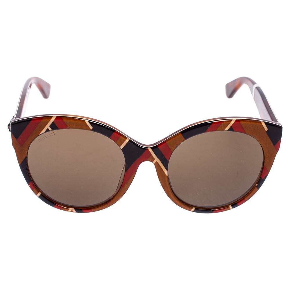 

Gucci Brown/Multicolor Print Acetate GG0028SA Round Sunglasses