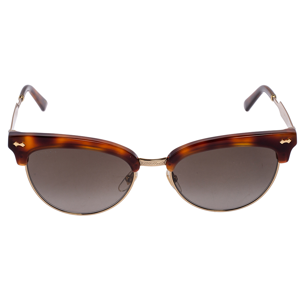 

Gucci Black/Brown Tortoise Acetate GG0055S Gradient Cat Eye Sunglasses