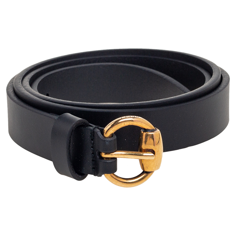 

Gucci Black Leather Horsebit Buckle Belt