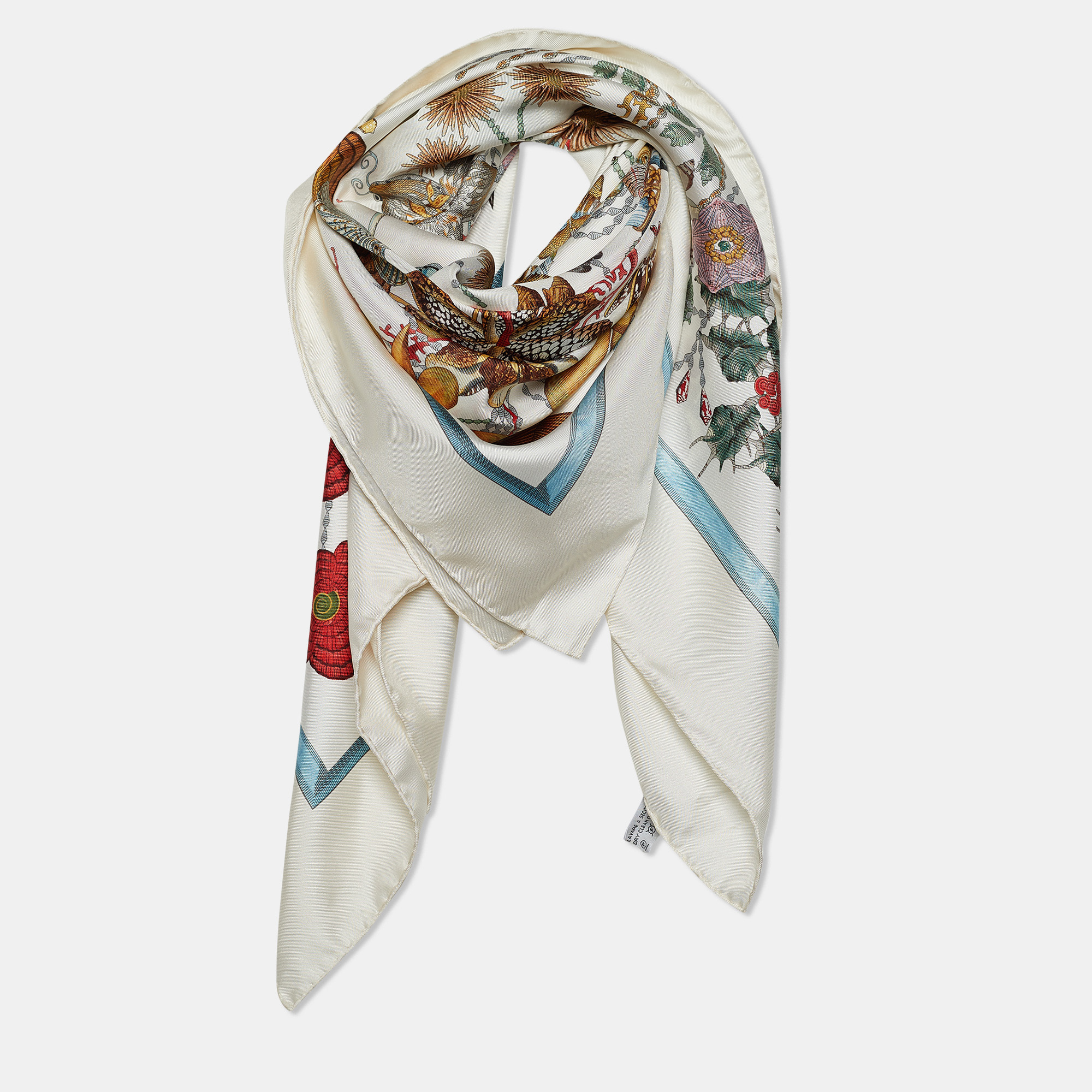 

Gucci Off White Flora Print Silk Scarf