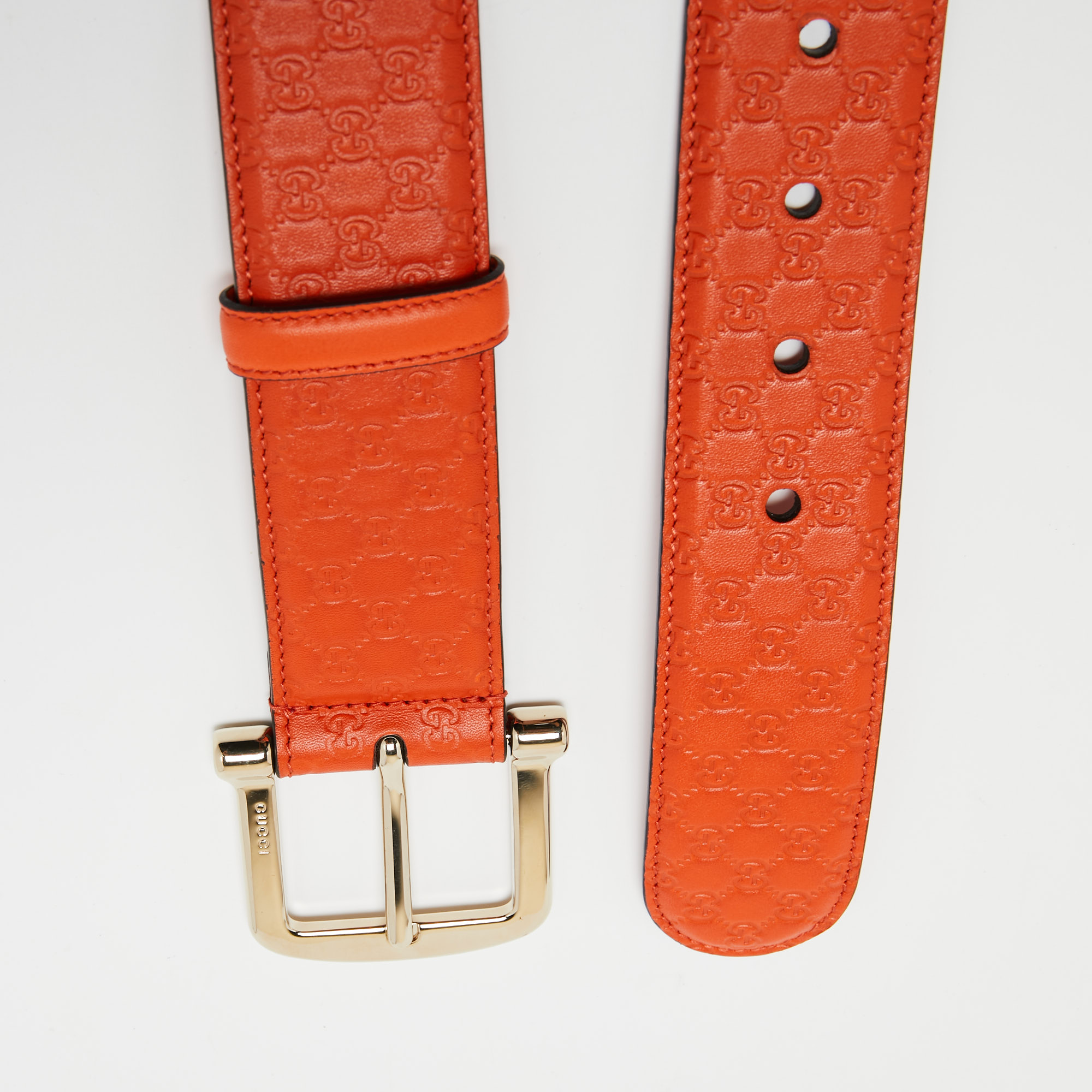 

Gucci Orange Microguccissima Leather Buckle Belt