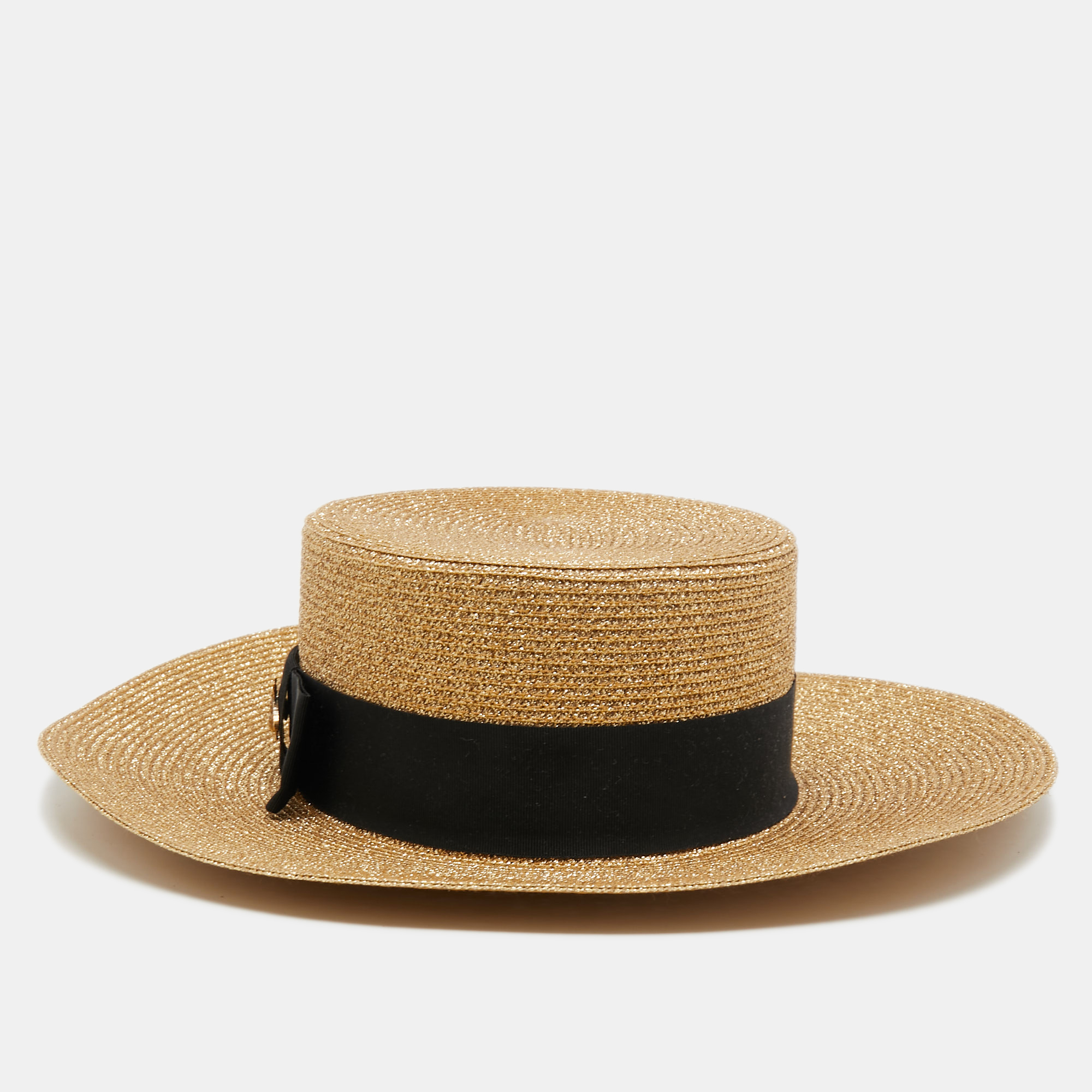 

Gucci Black and Gold Lamé Papier Hat