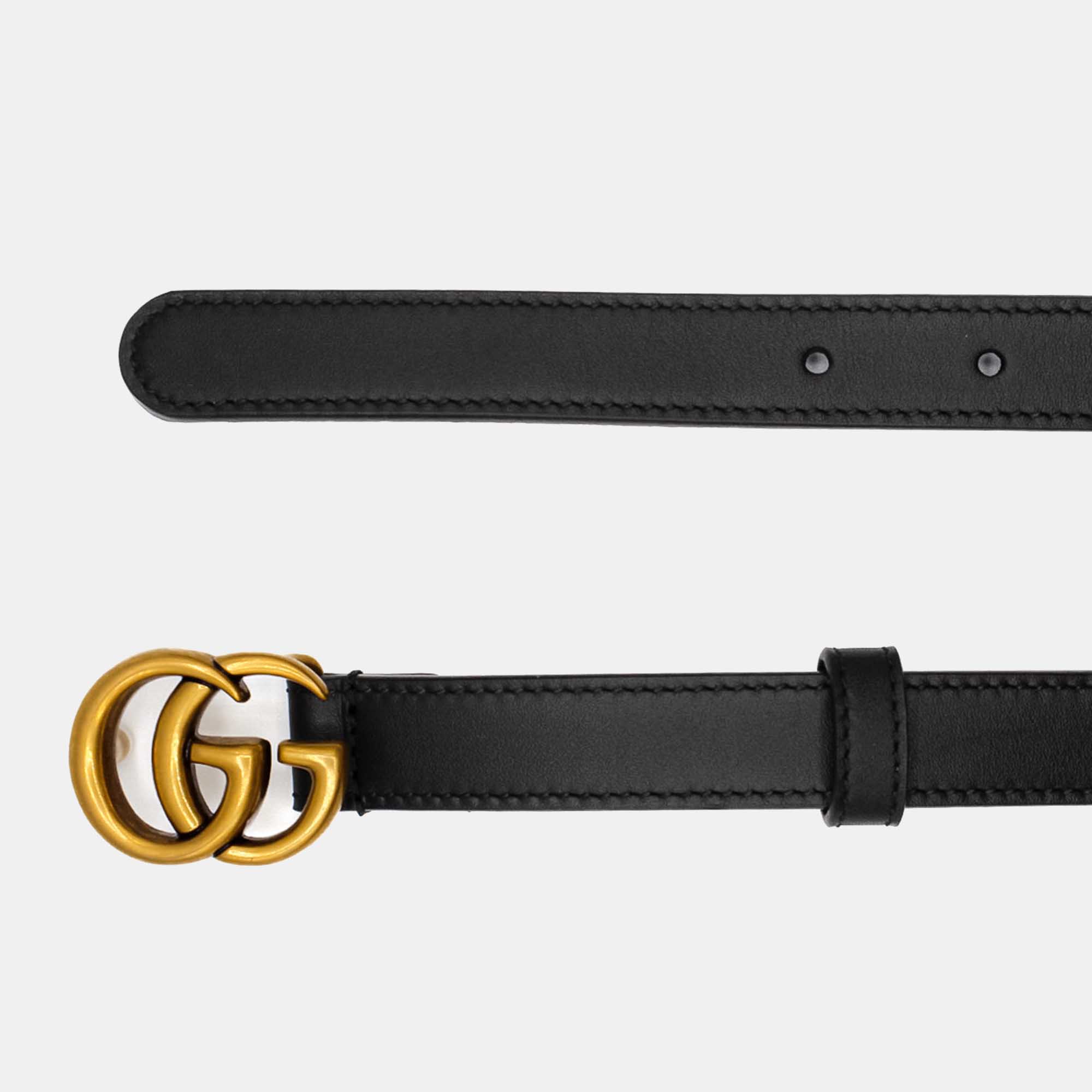 

Gucci Black Leather Double G Buckle Belt