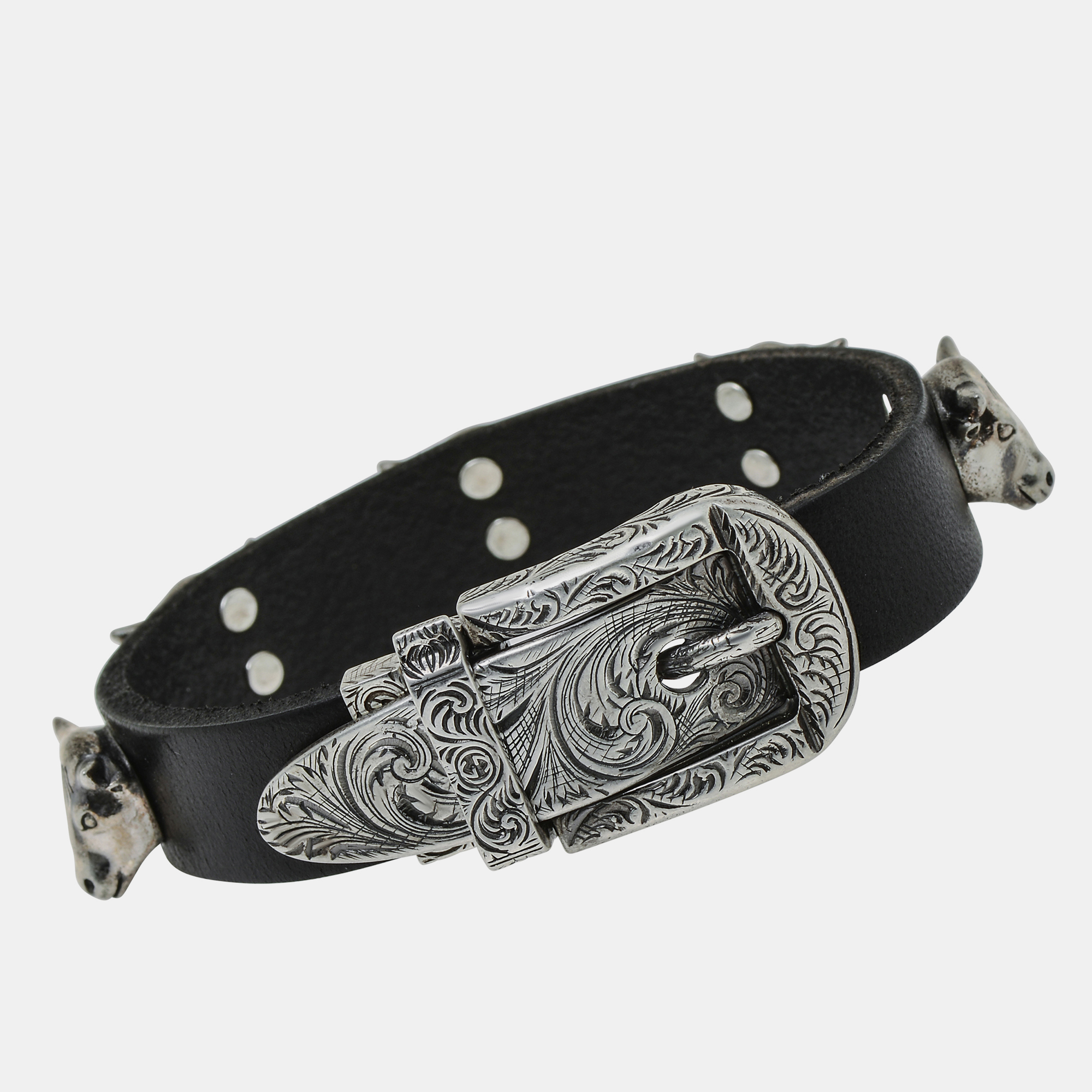 Pre-owned Gucci Anger Forest Sterling Silver Bull Head Buckle Bracelet