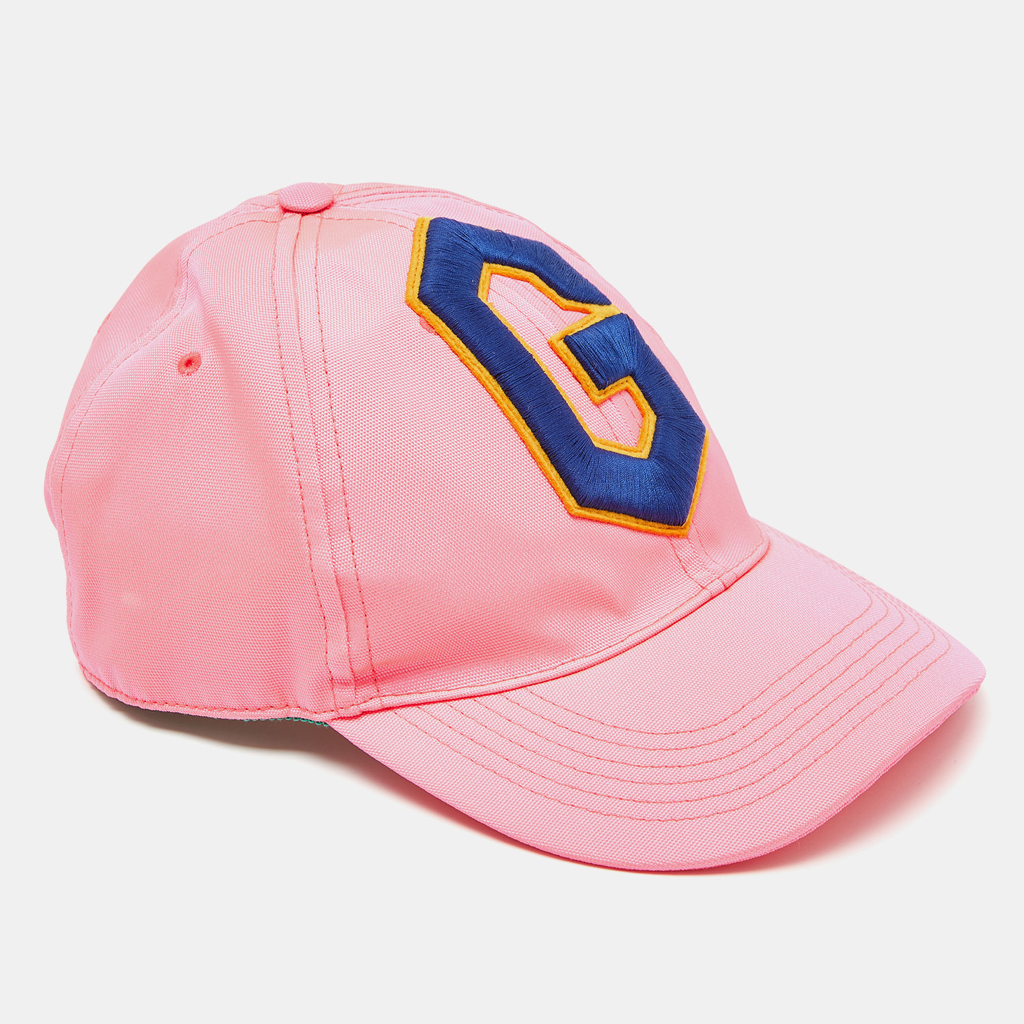 Pre-owned Gucci Neon Pink G Skull Patch Detail Baseball Cap L