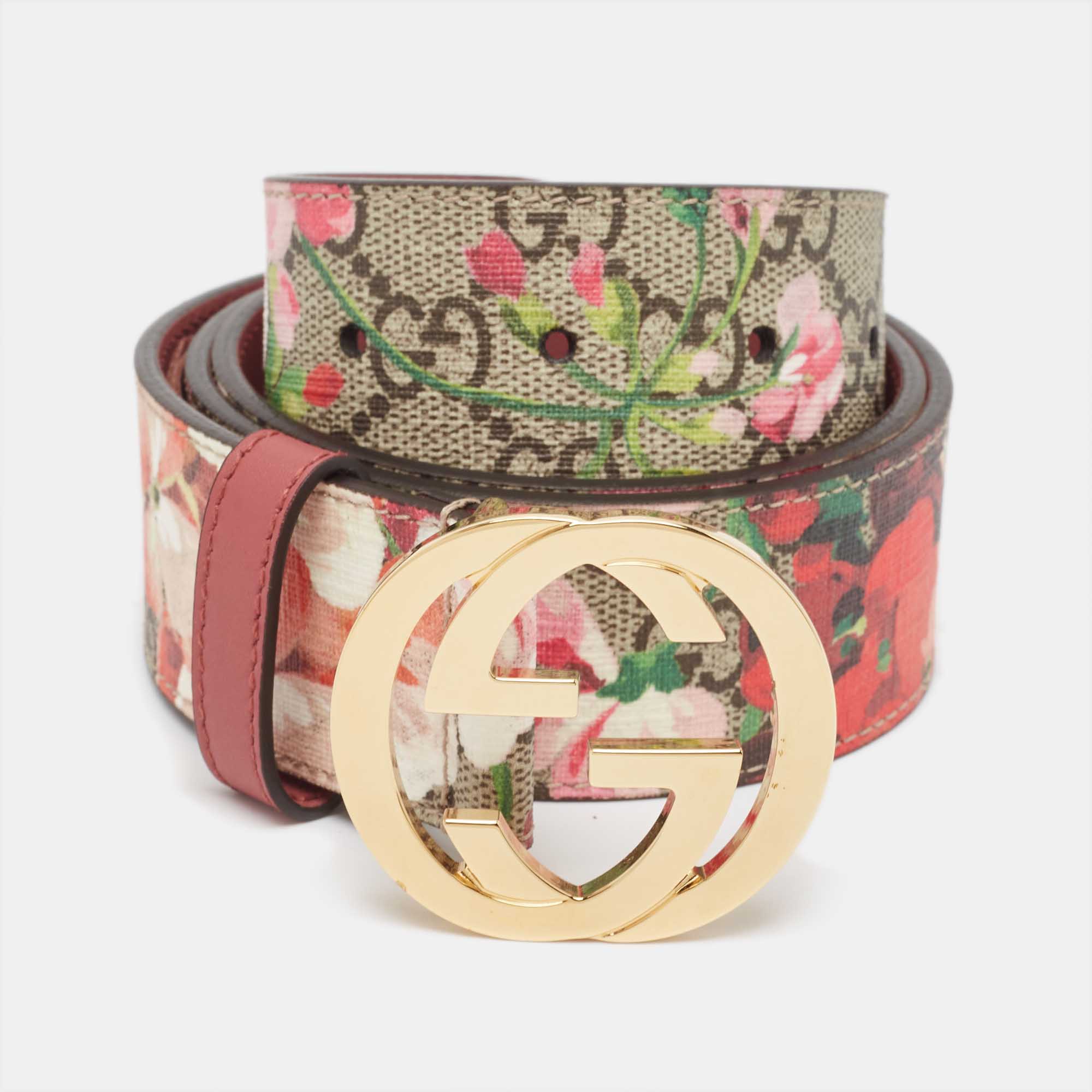 Gucci Multicolor GG Supreme Canvas Blooms Buckle Belt 85CM