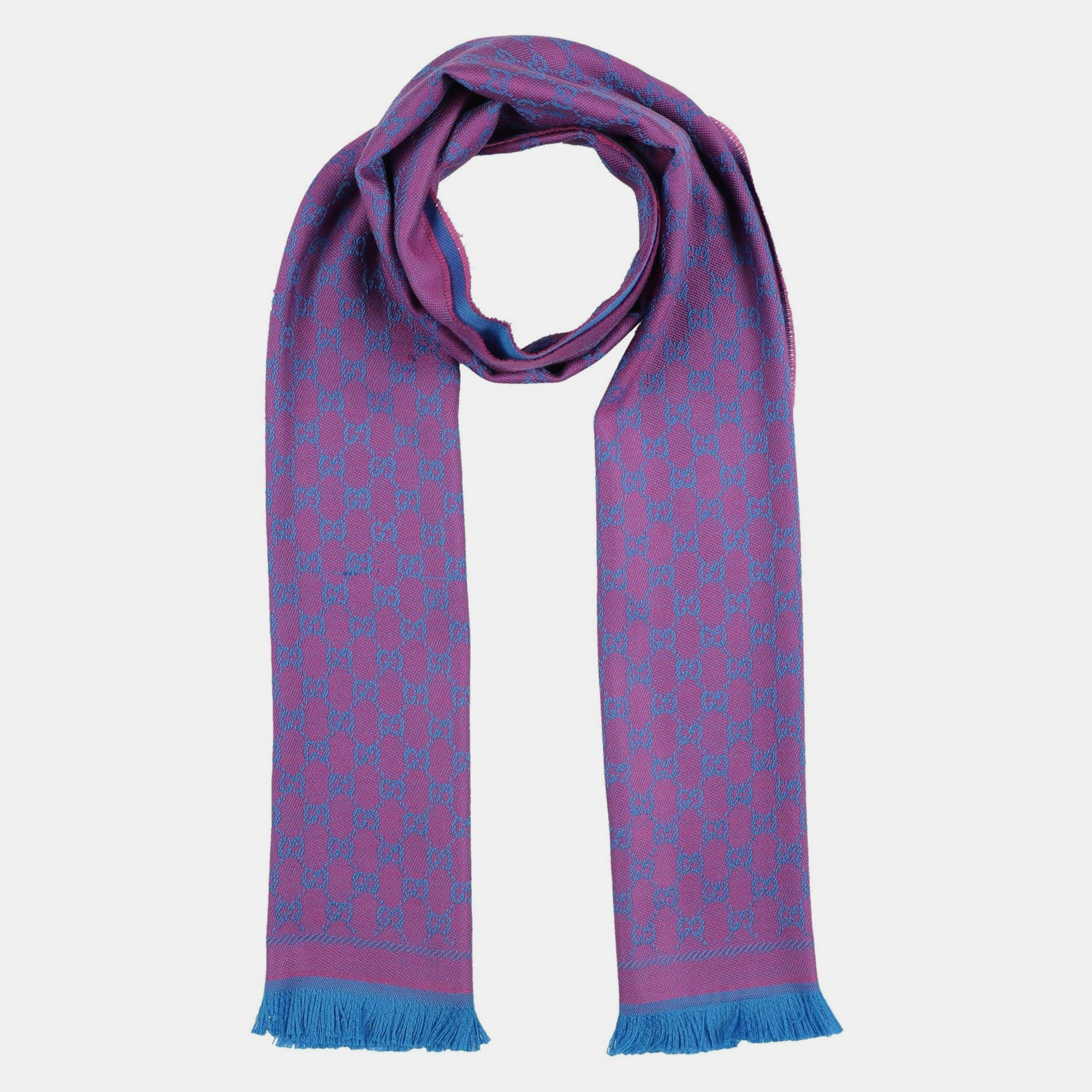 

Gucci Pink/Blue GG Wool Scarf, Multicolor