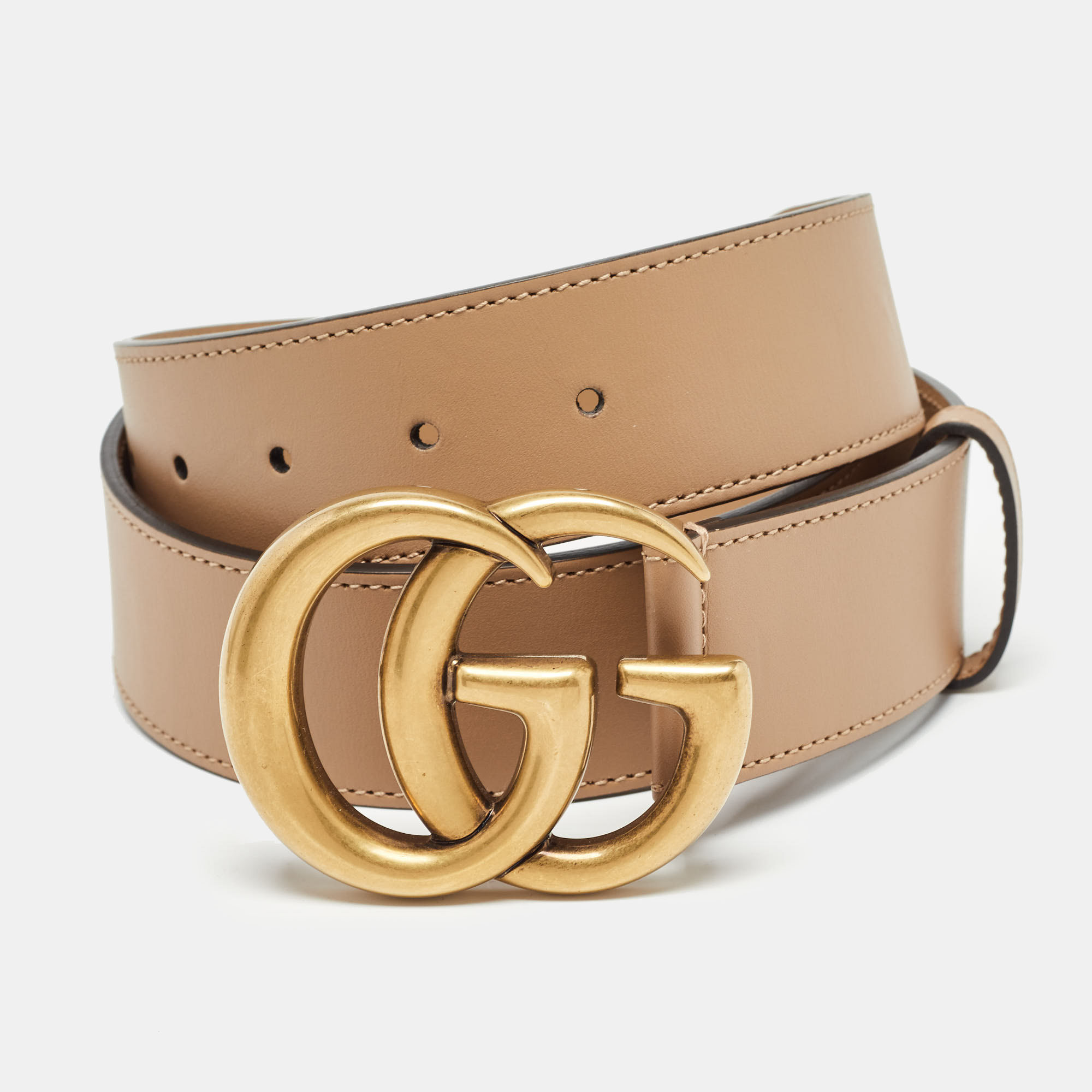 

Gucci Beige Leather GG Marmont Buckle Belt 85CM