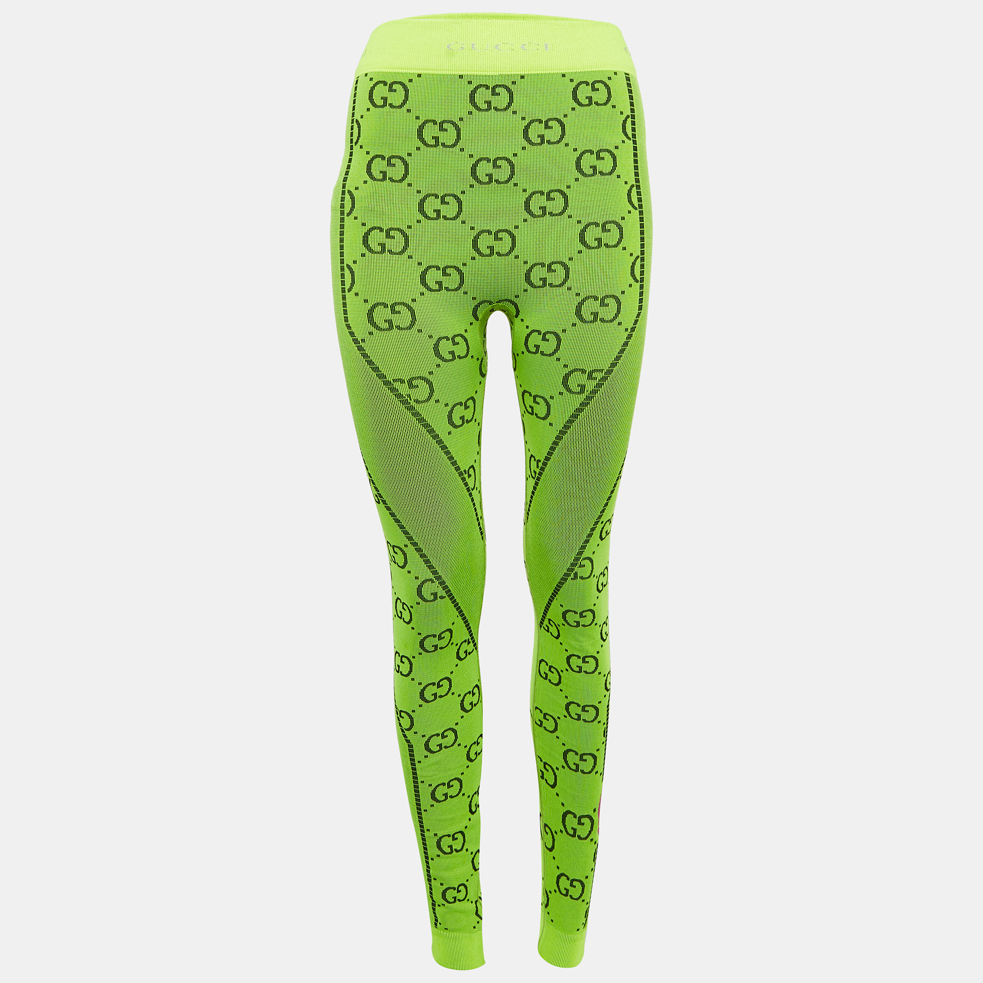 

Gucci GG Stretch Rib Knit Jacquard Leggings S, Green
