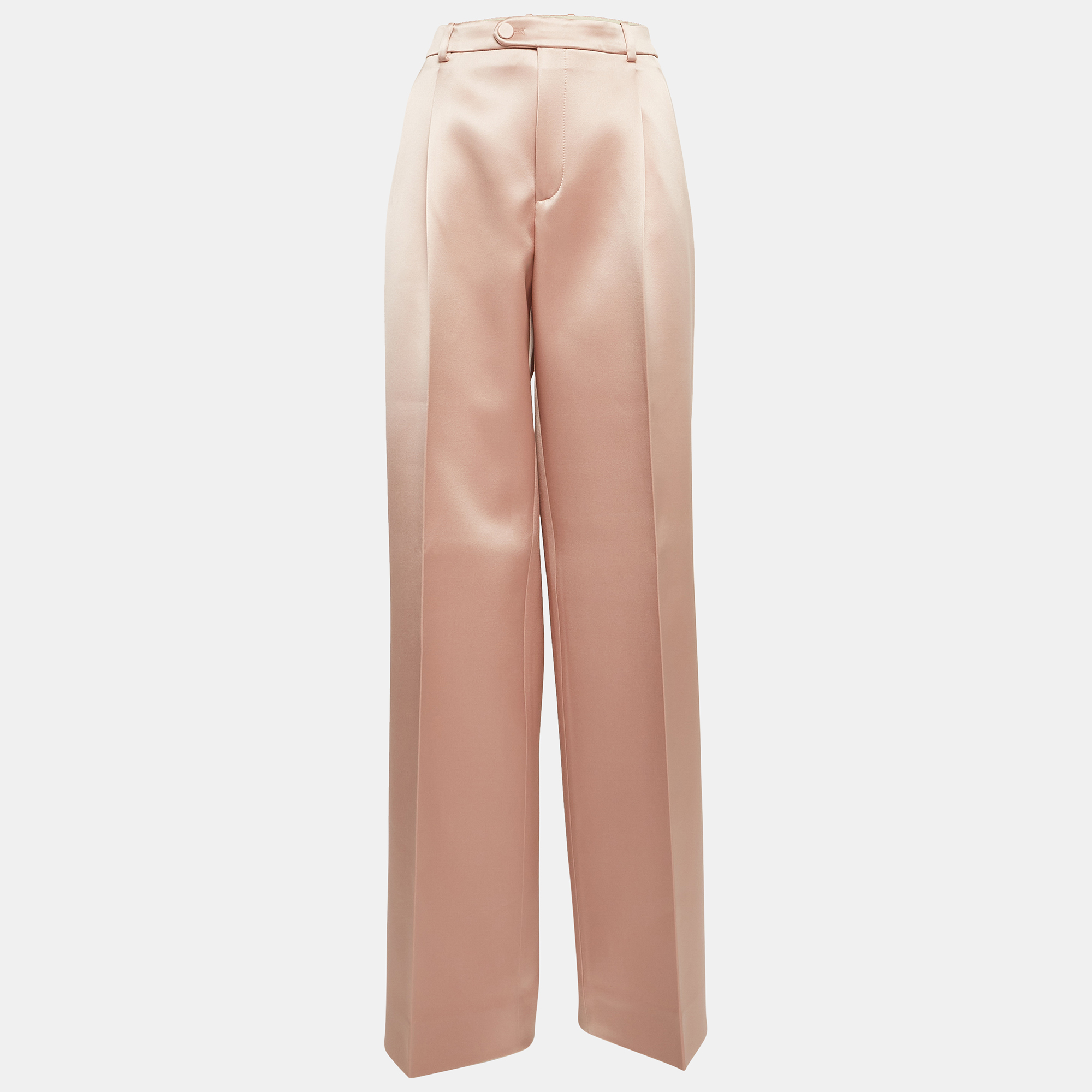 

Gucci Pink Satin Pleated Straight Trousers M