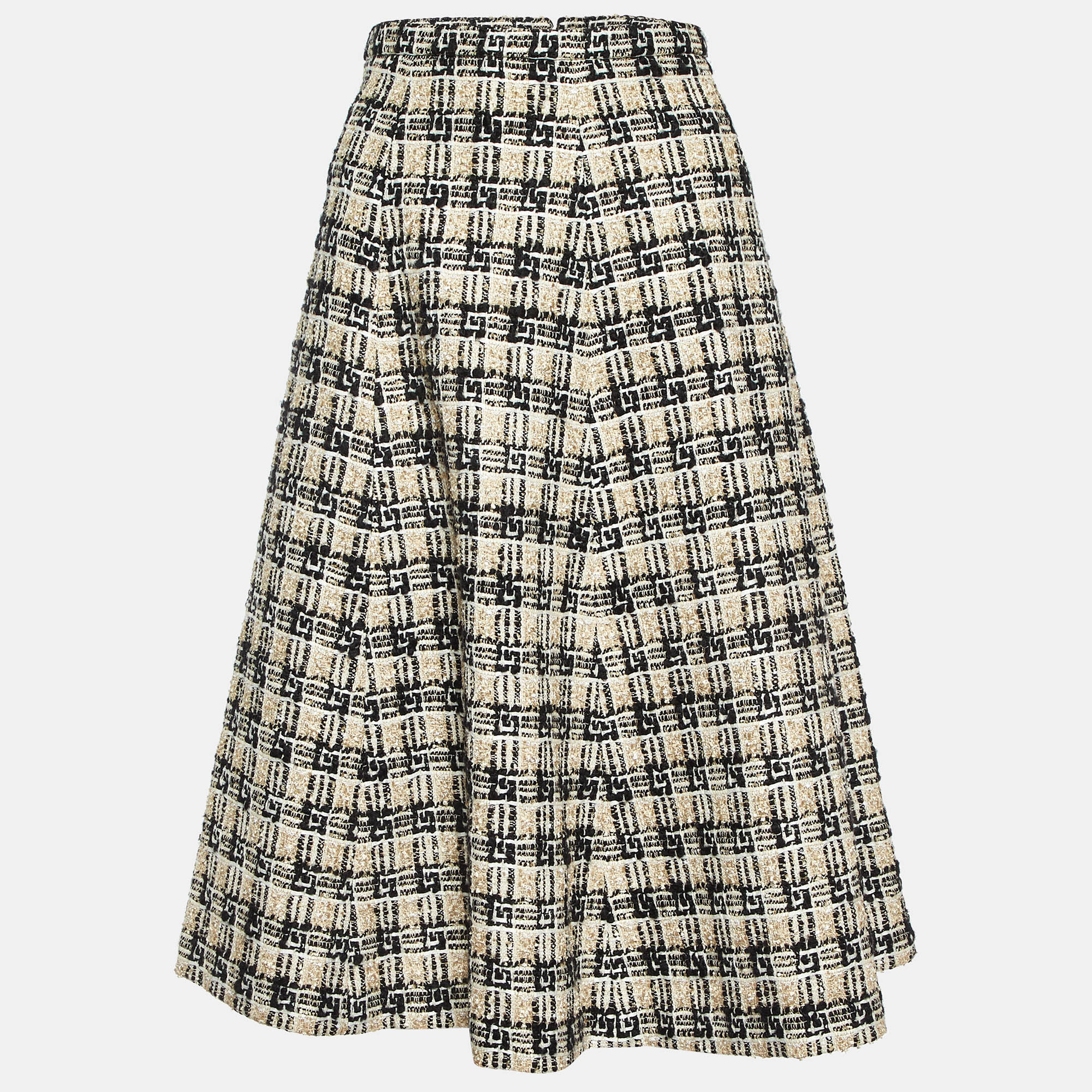 

Gucci Beige/Black G Check Tweed Midi Skirt M