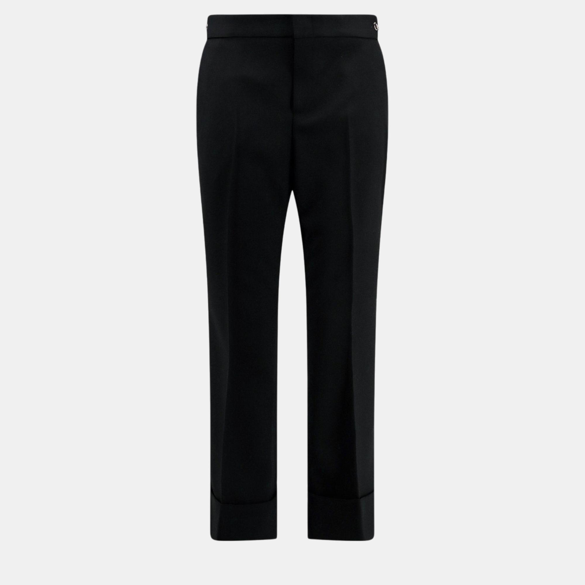 

Gucci Black Wool Horsebit Metal Detail Trouser