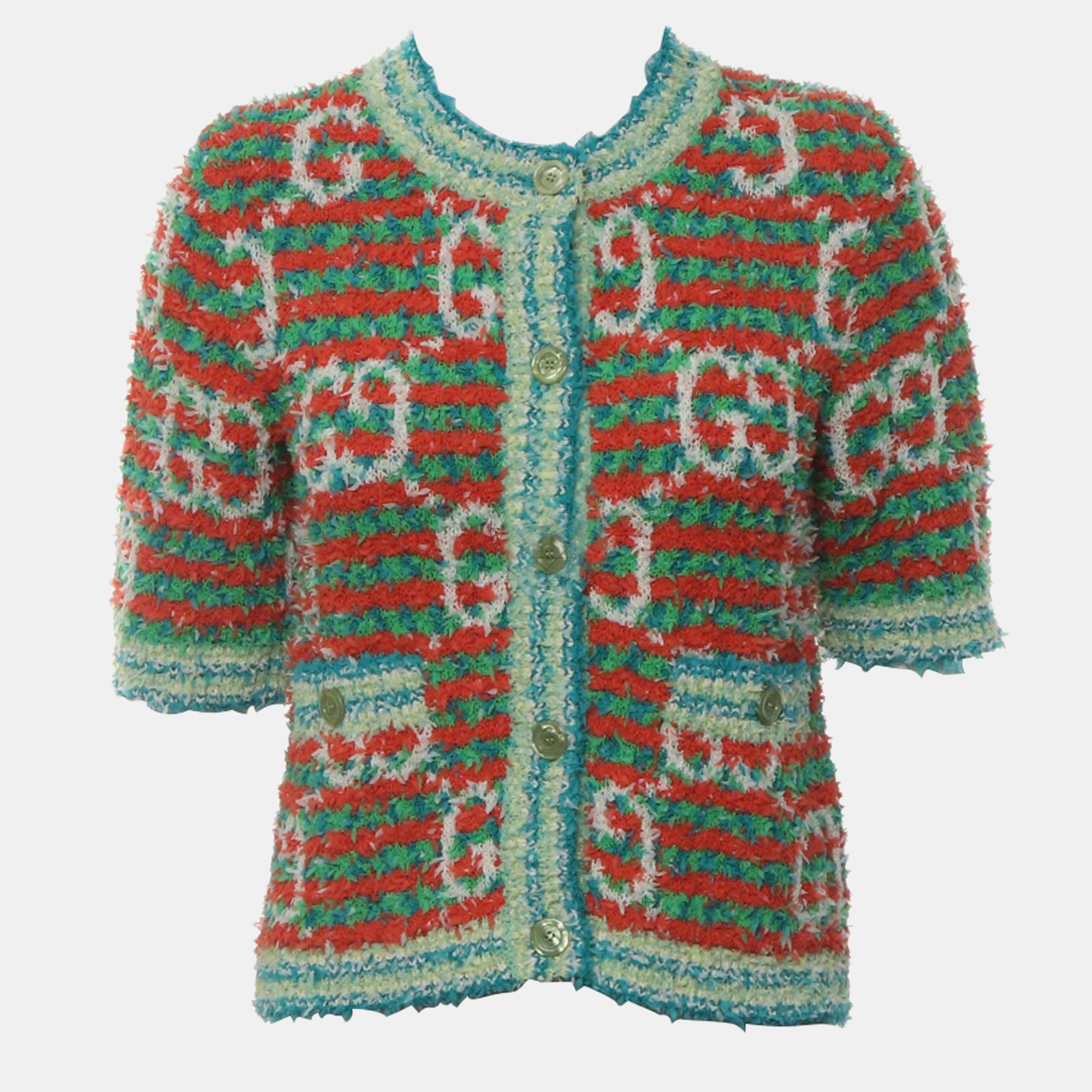 

Gucci Multicolor Cotton, Polyamide Maxi Gg Knit Cardigan