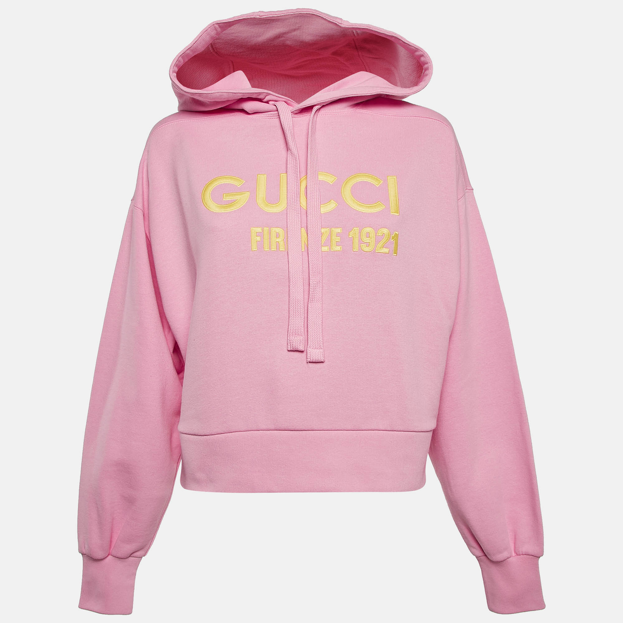 

Gucci Pink Embroidered Cotton Sweatshirt Hoodie XS