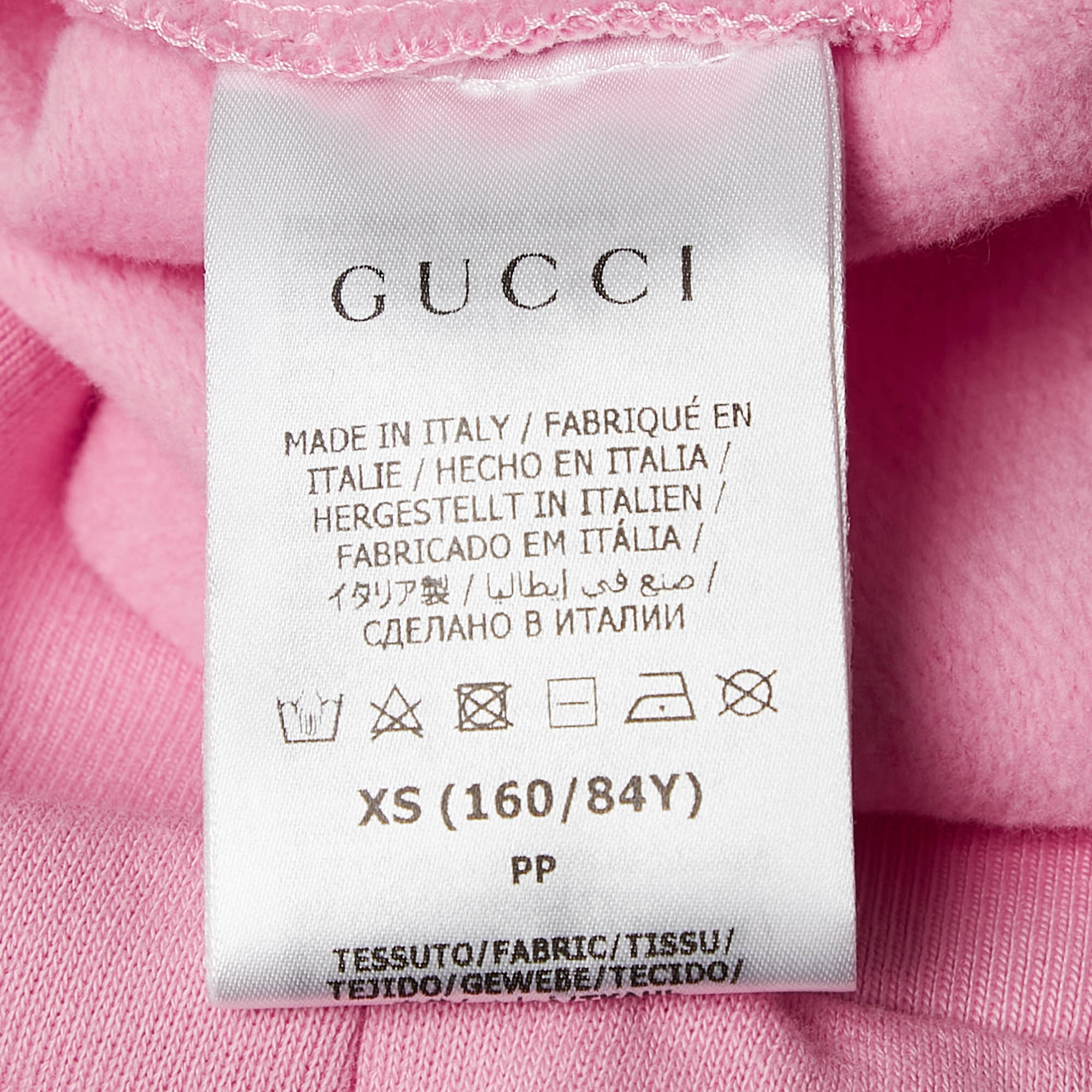 Gucci Pink Embroidered Cotton Sweatshirt Hoodie XS 