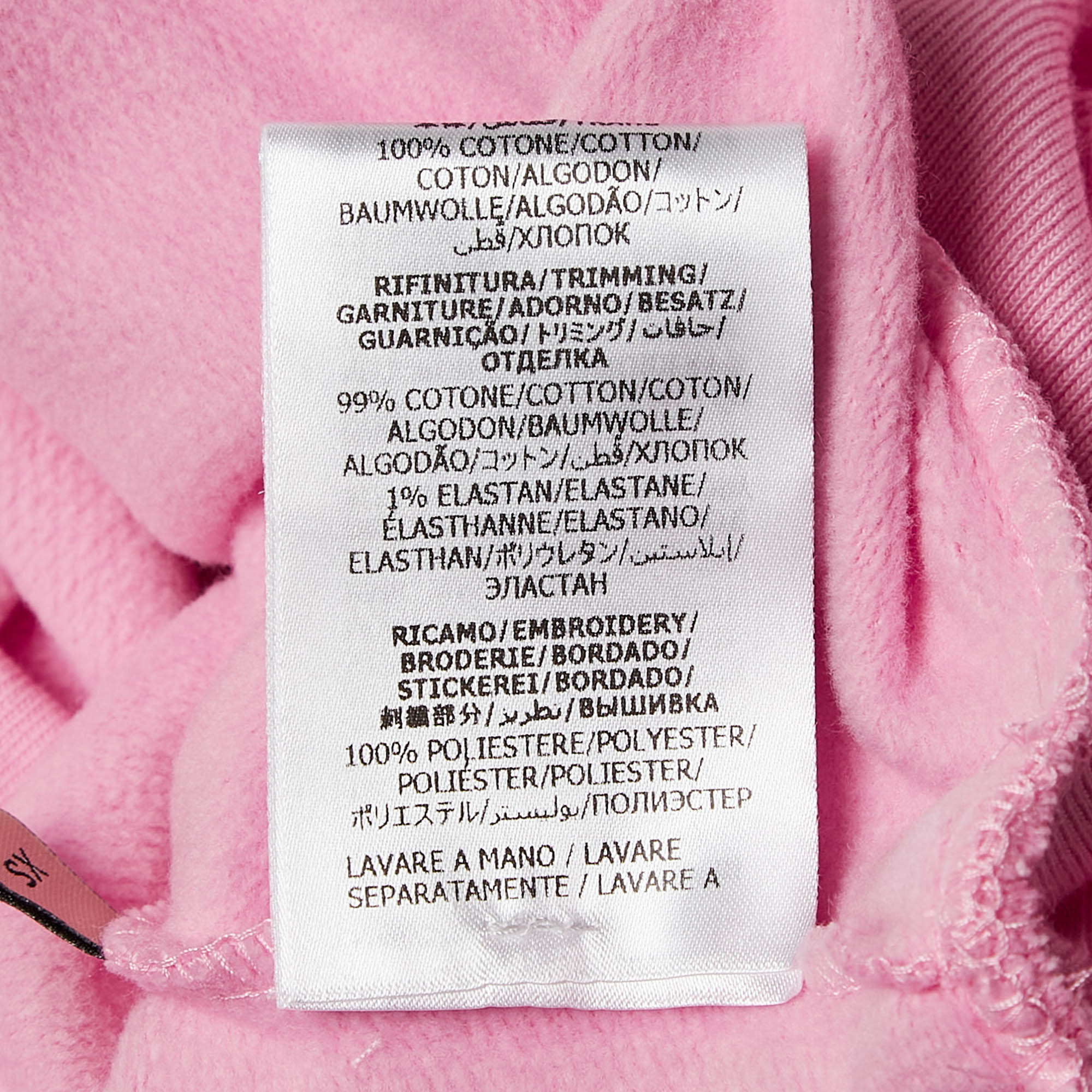 Gucci Pink Embroidered Cotton Sweatshirt Hoodie XS 