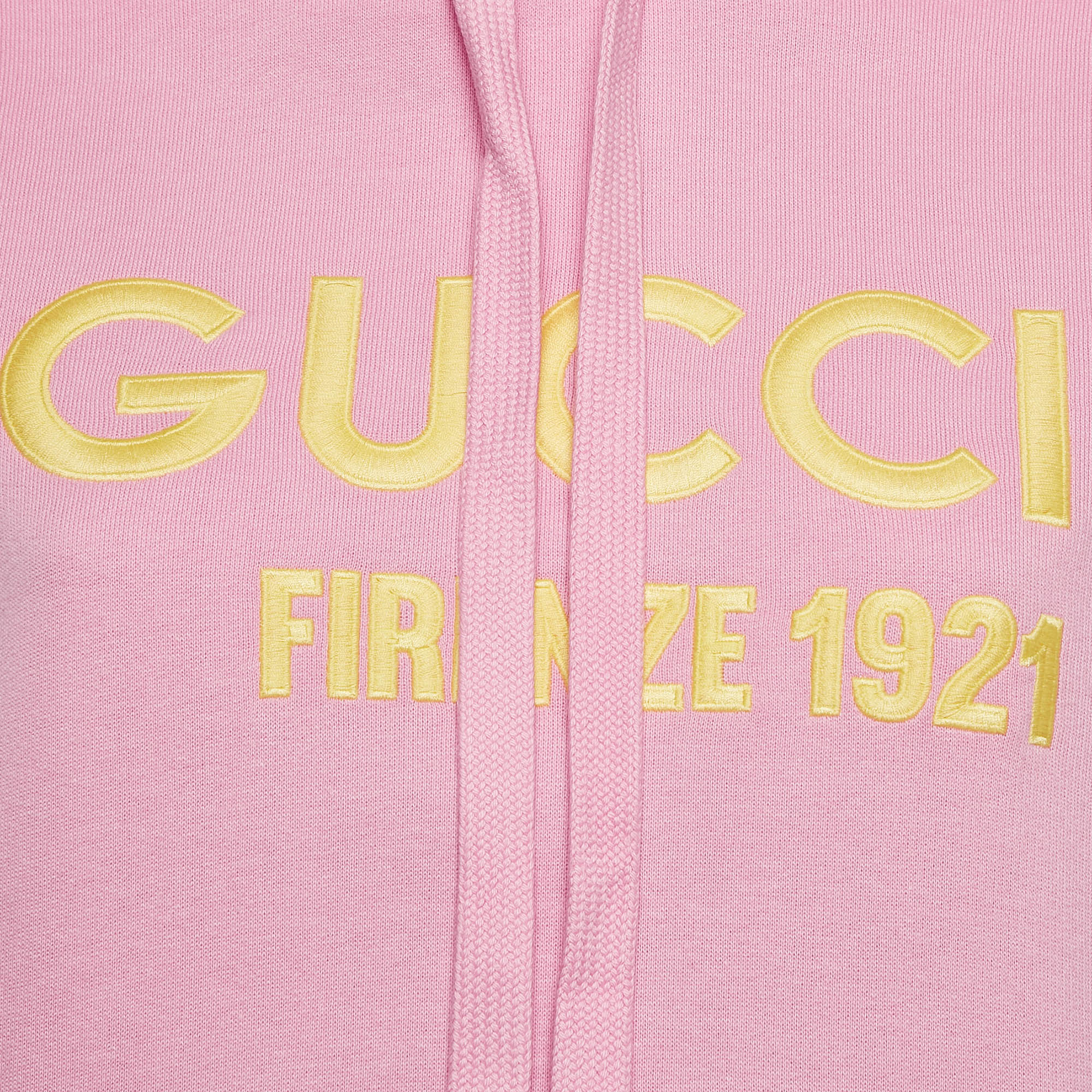 Gucci Pink Embroidered Cotton Sweatshirt Hoodie XS 