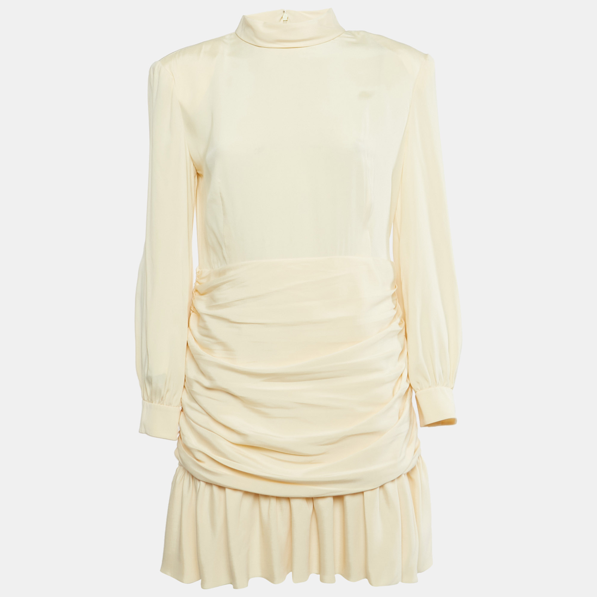 

Gucci Cream Silk Drape Detail Mini Dress L