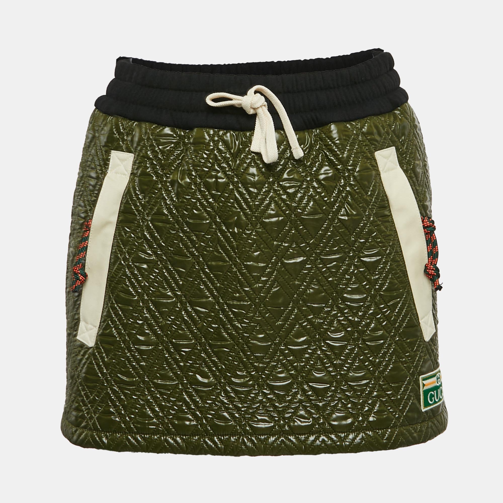 

Gucci Green Nylon Quilted Mini Skirt