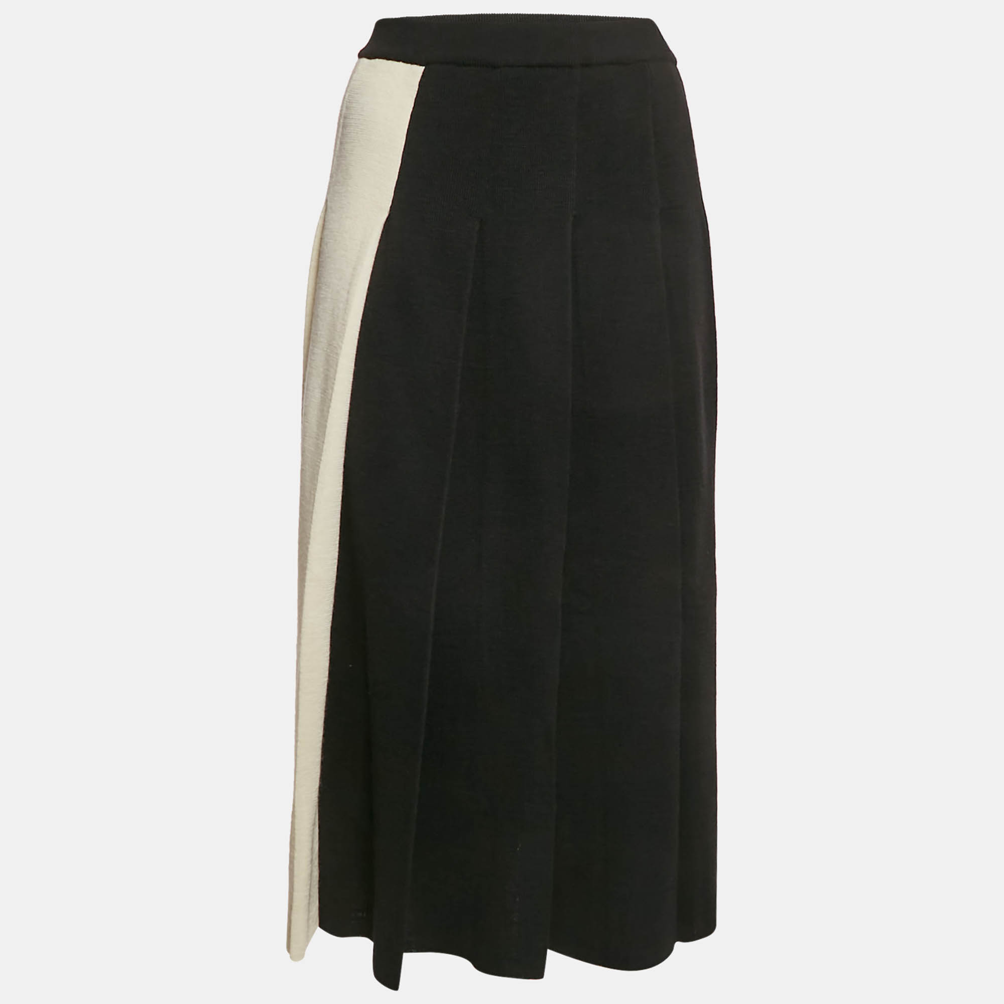 

Gucci Black/White Wool Knit Pleated Two-Toned Midi Skirt XL