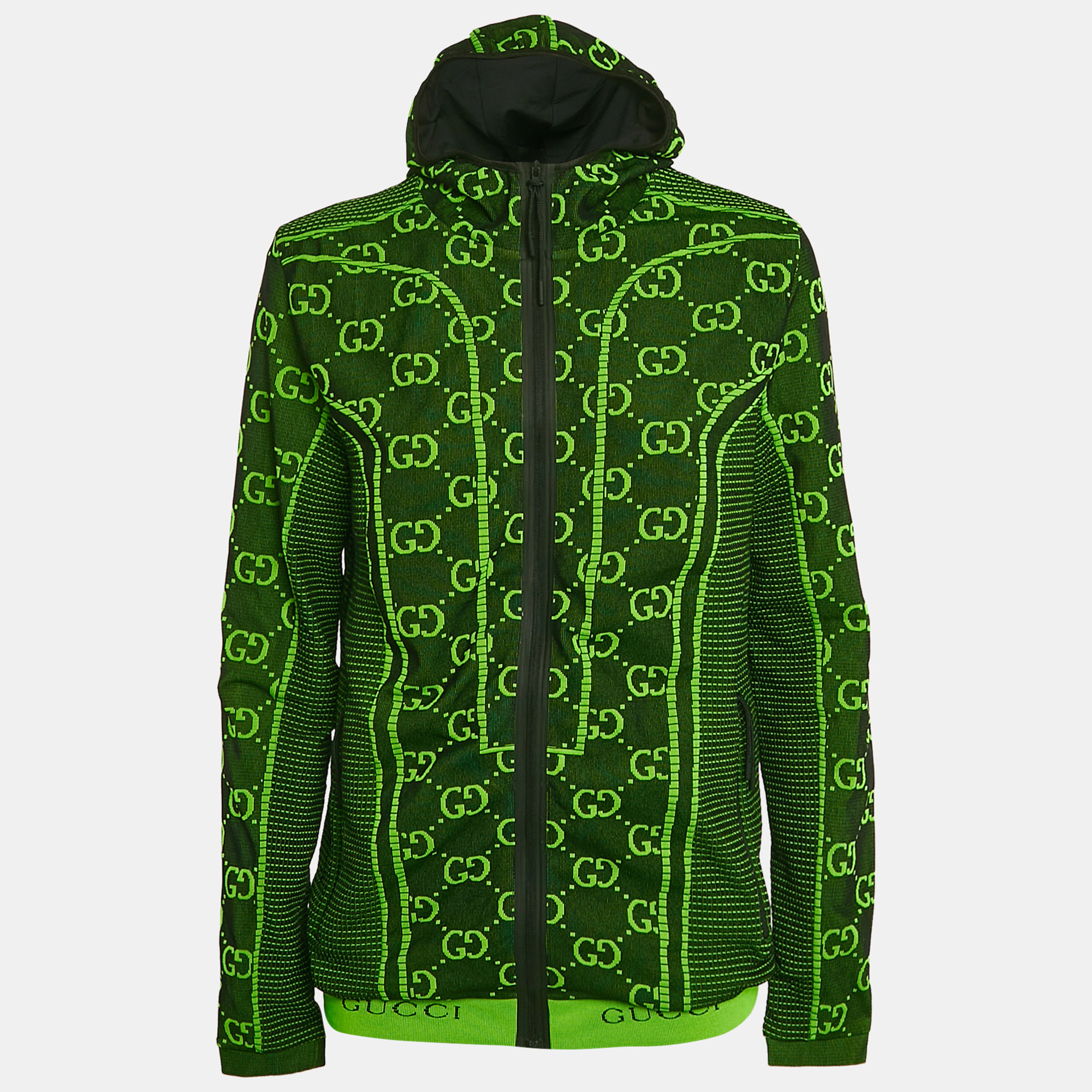

Gucci Green GG Tubular Jersey Zip-Up Jacket L