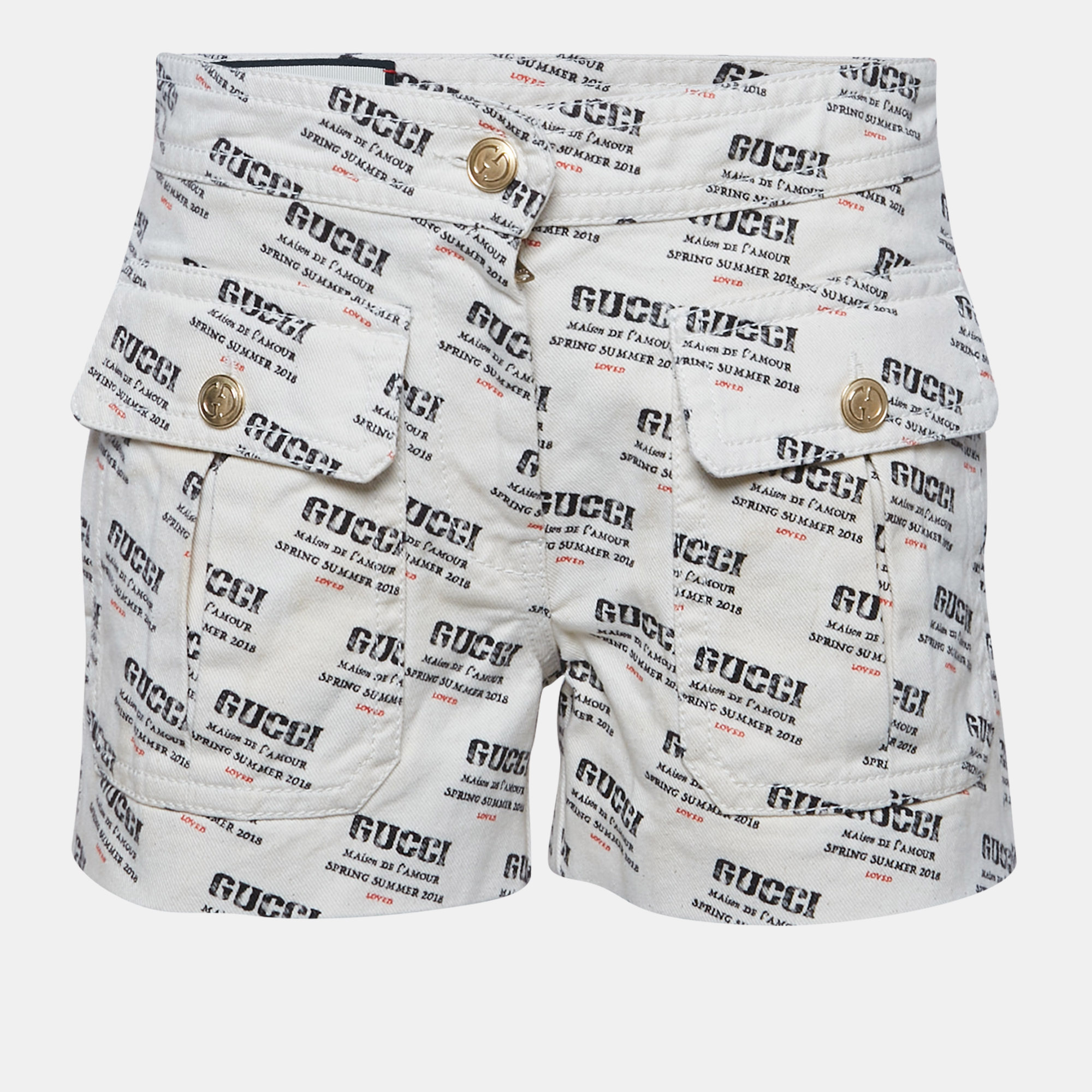 

Gucci Off-White Denim Logo Print Short S Waist 26"