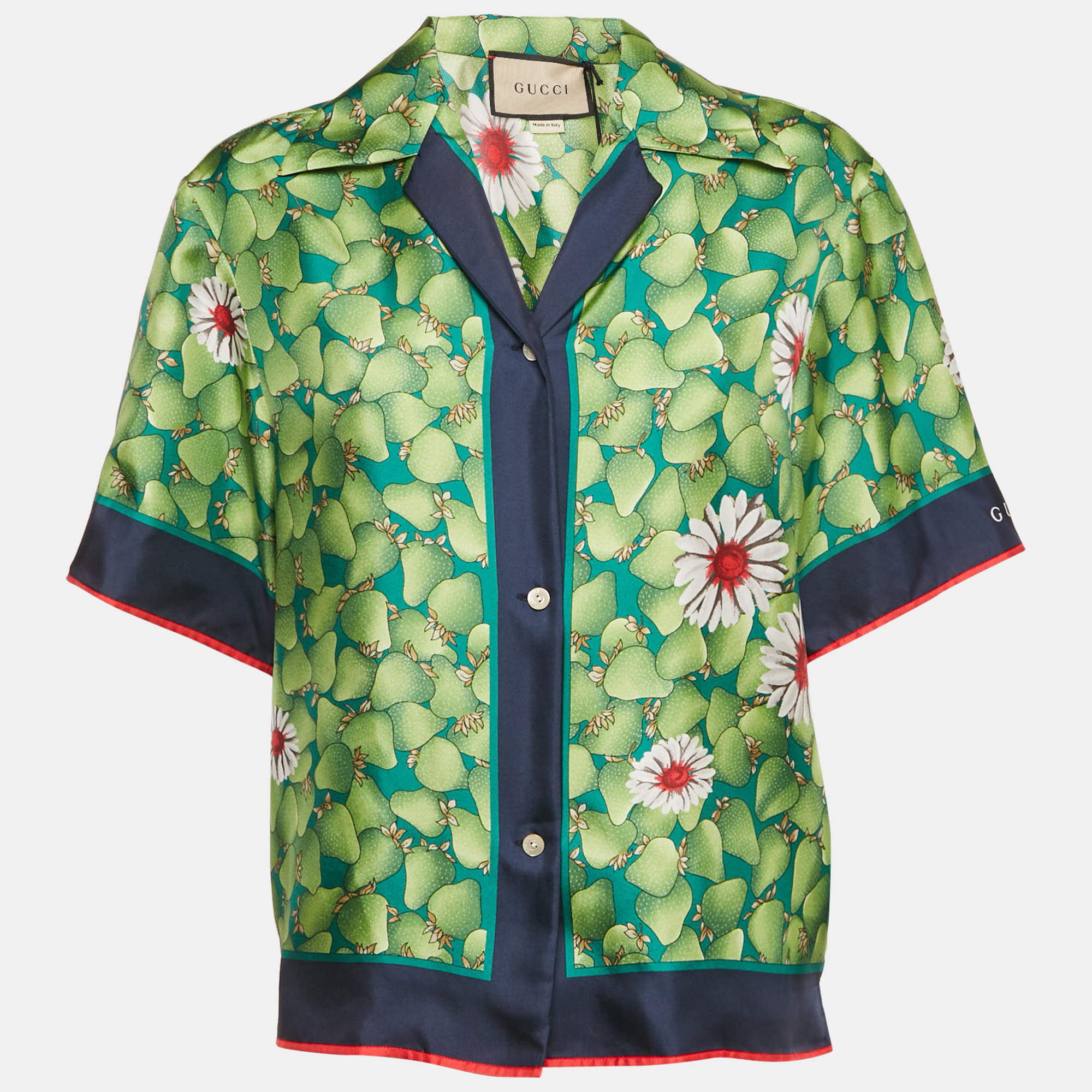 

Gucci Green Strawberries Silk Short Sleeve Shirt S