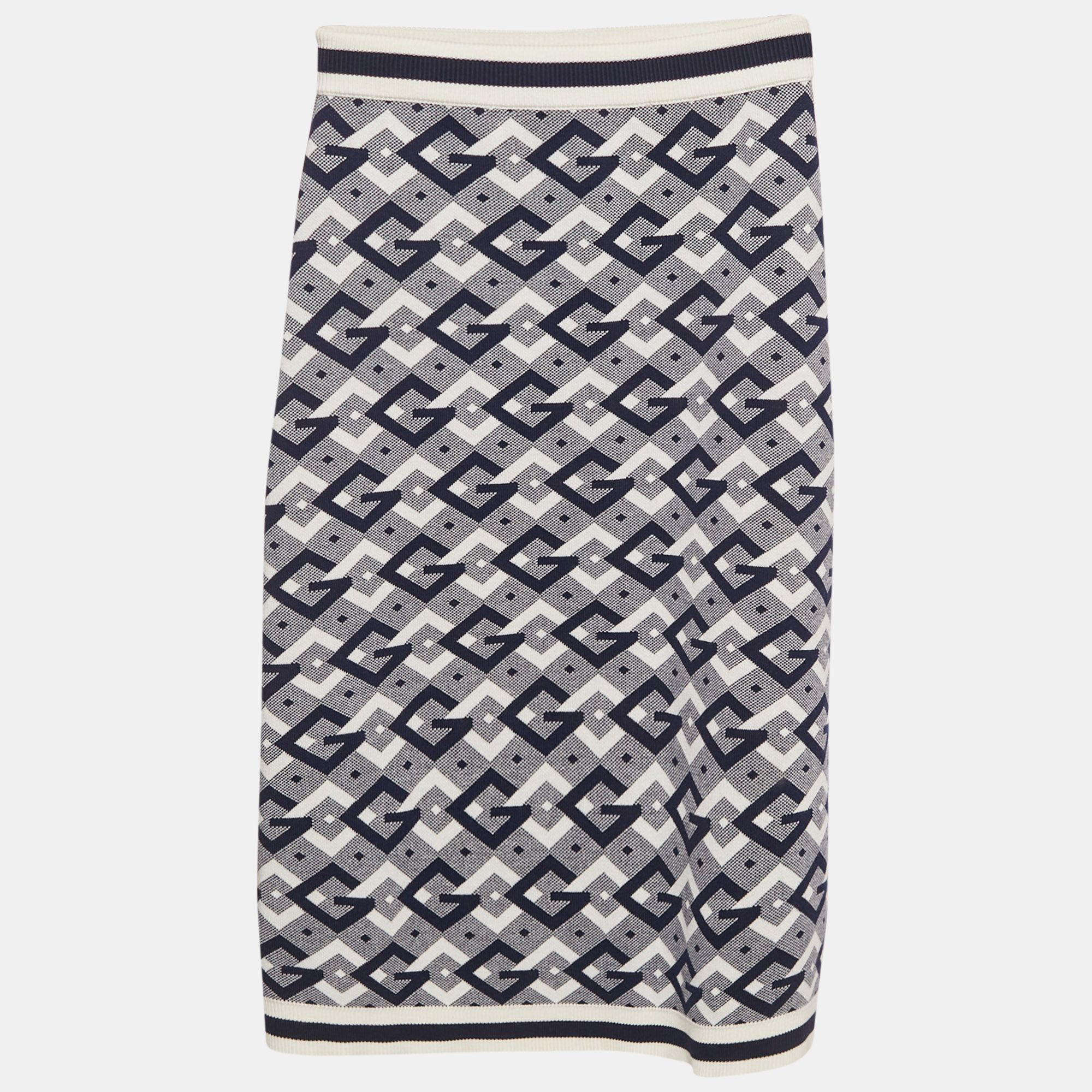 

Gucci Navy Blue Cotton Jacquard Knit Knee-Length Skirt XS
