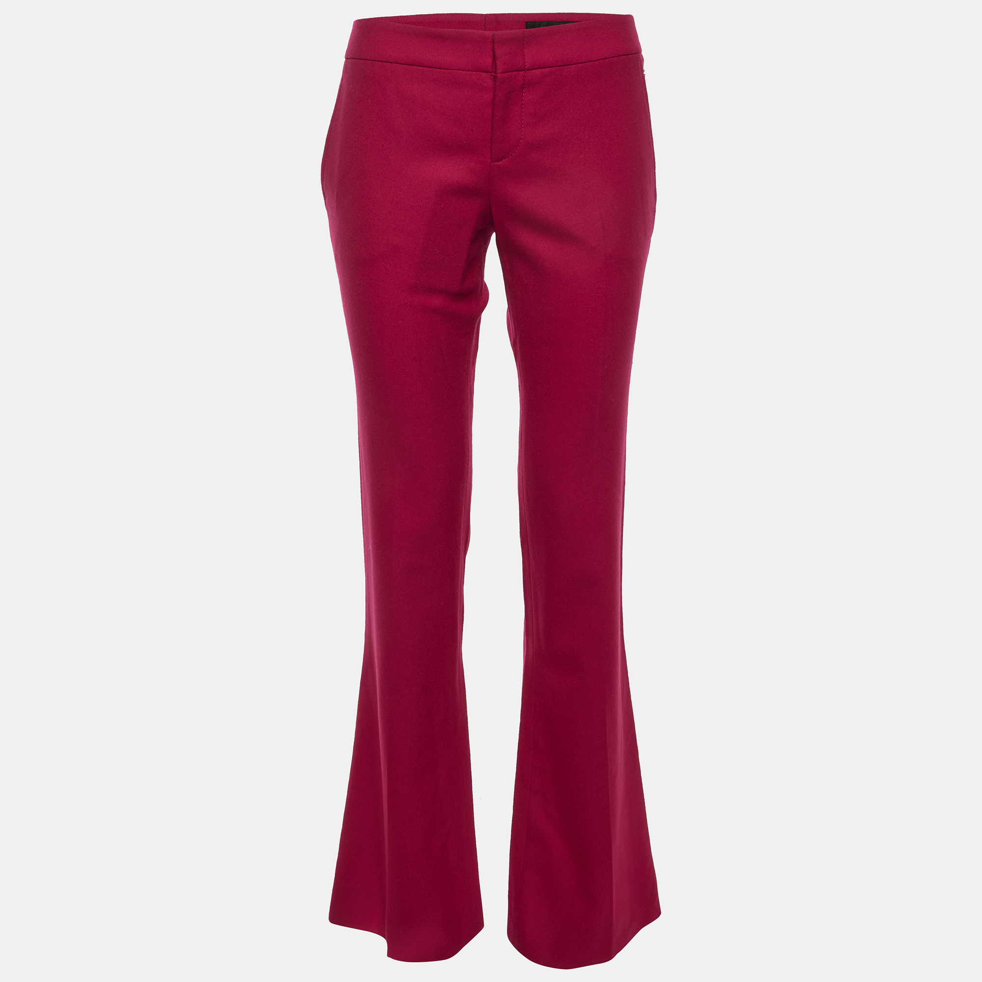 Pre-owned Gucci Raspberry Pink Wool Flared Trousers S