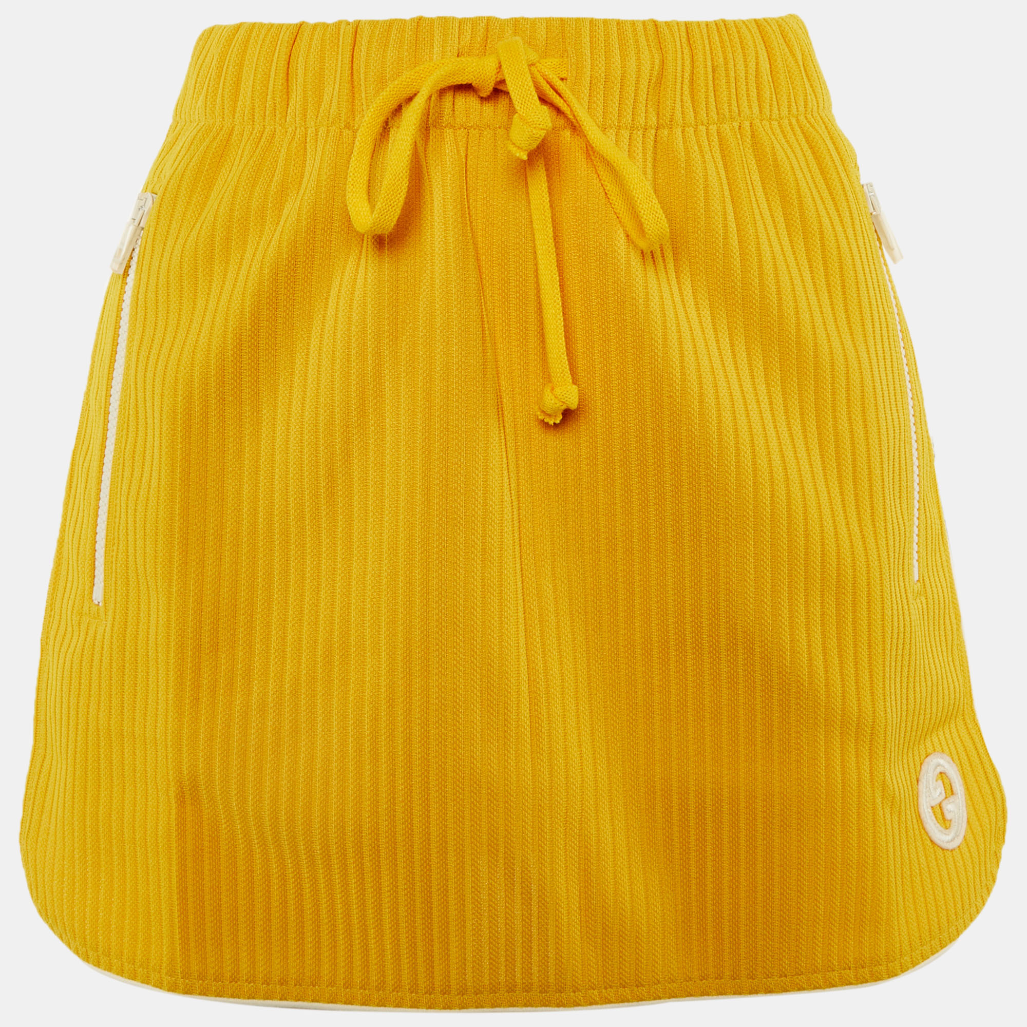 Pre-owned Gucci Yellow Ribbed Knit Mini Skirt L
