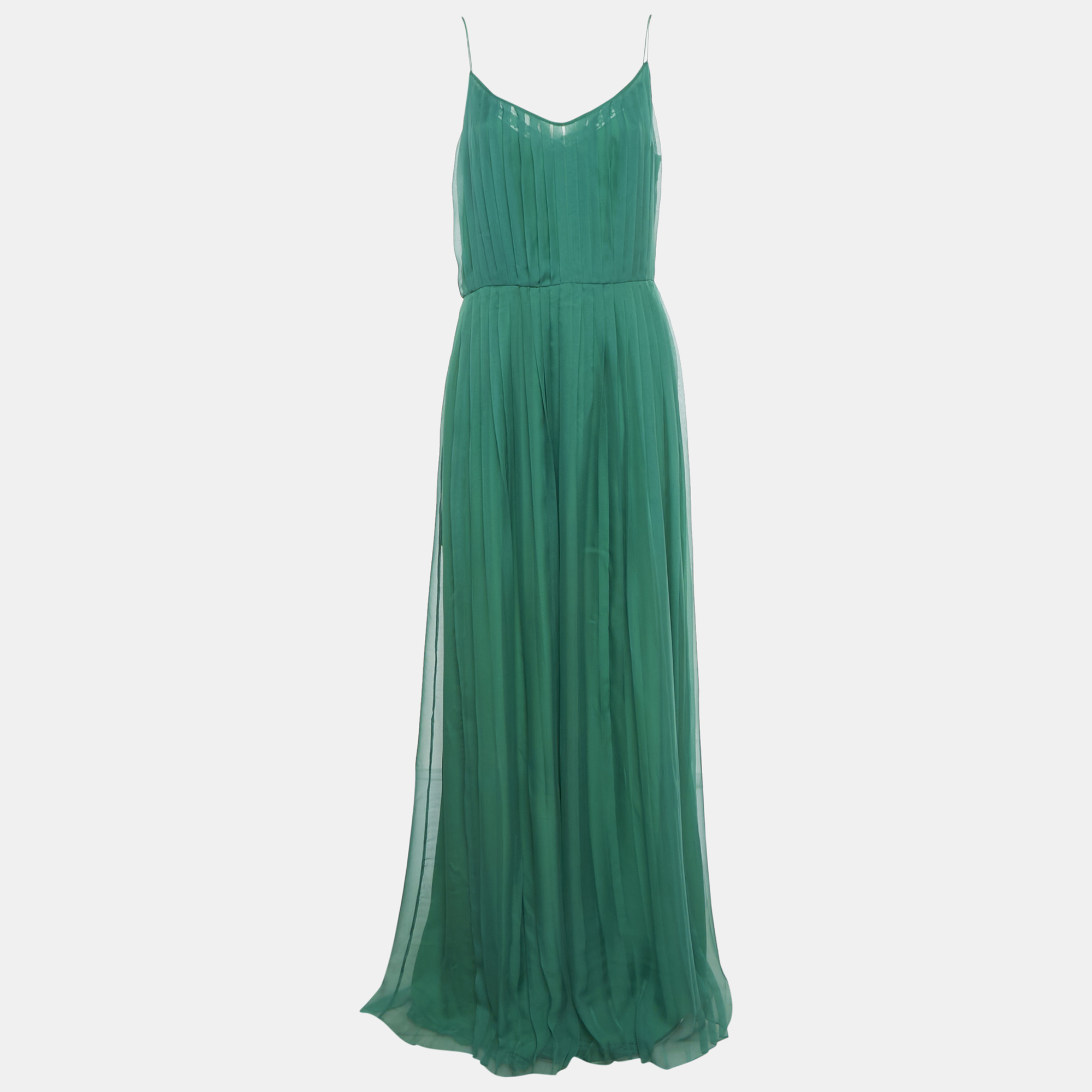 Click to view more detailed imagery on our partner's website Pre-owned Gucci Green Silk Plisse Maxi Dress M