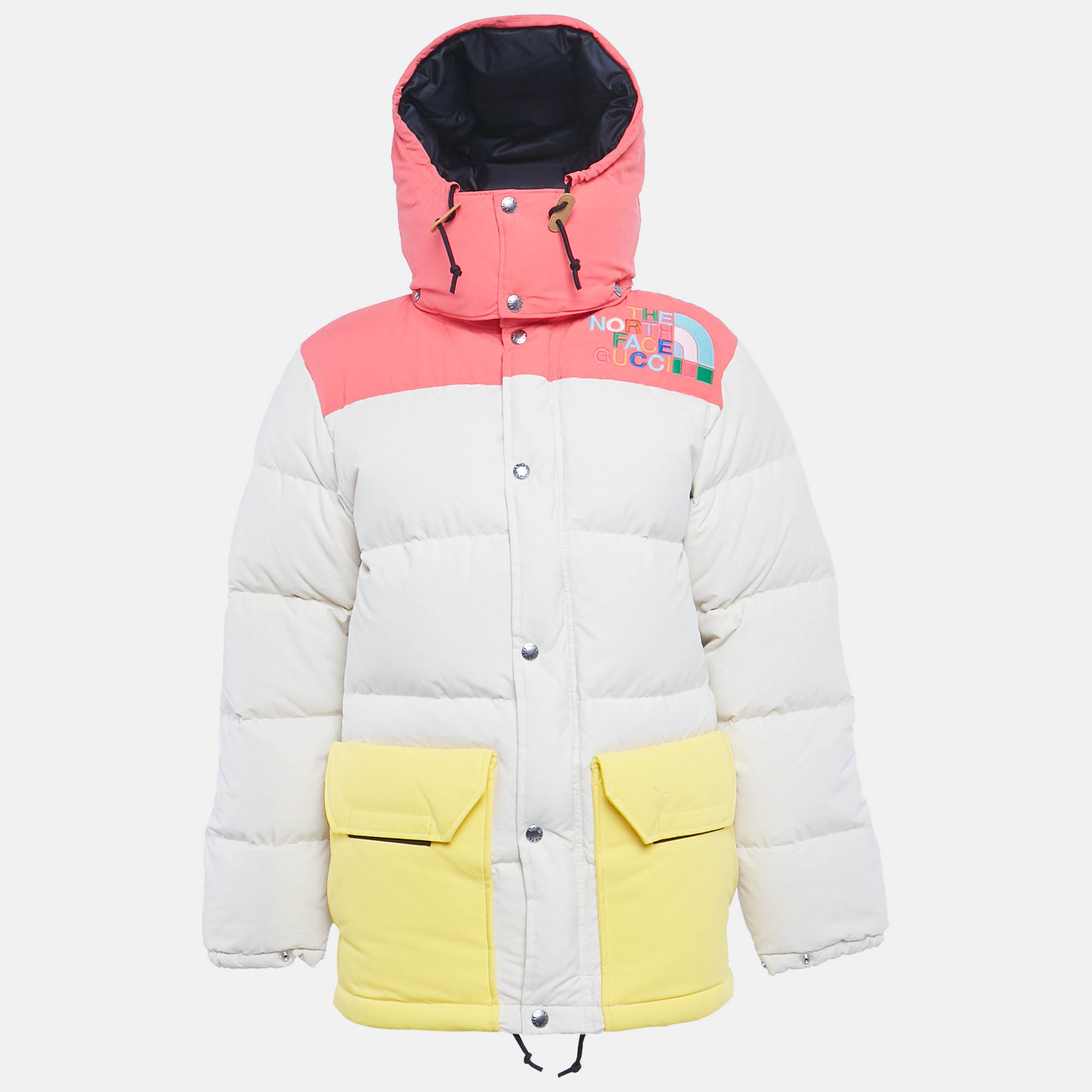 Pre-owned Gucci X The North Face Multicolor Nylon Puffer Down Jacket Xs In Sand
